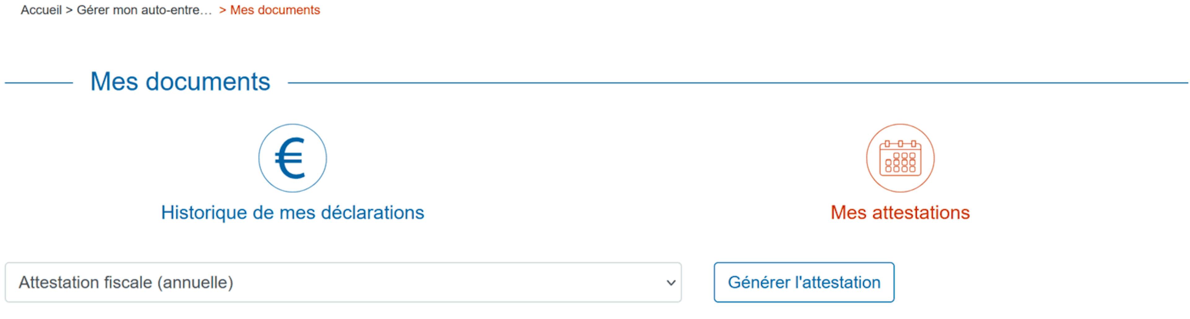 Accéder à son attestation fiscale auto-entrepreneur