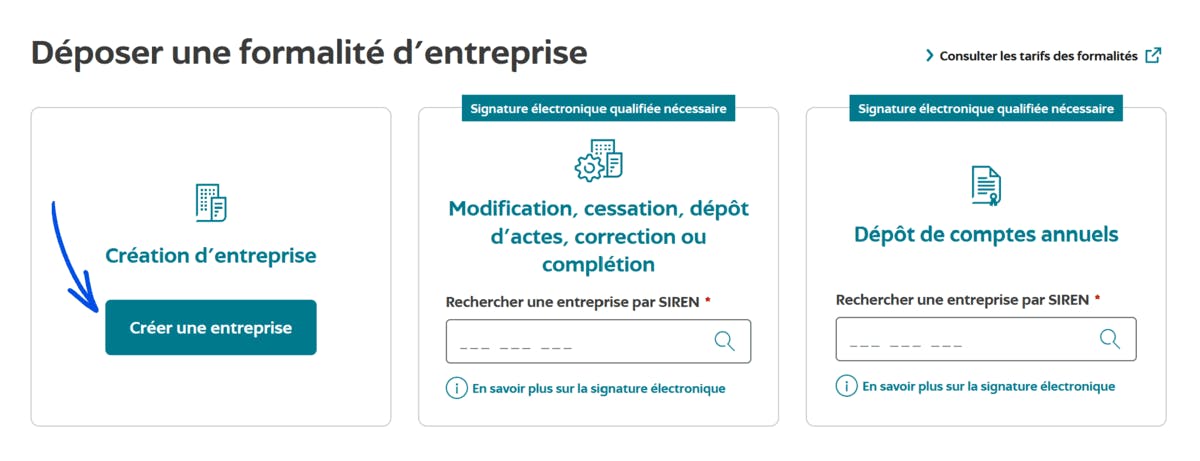 Guichet unique de l'INPI, créer une entreprise