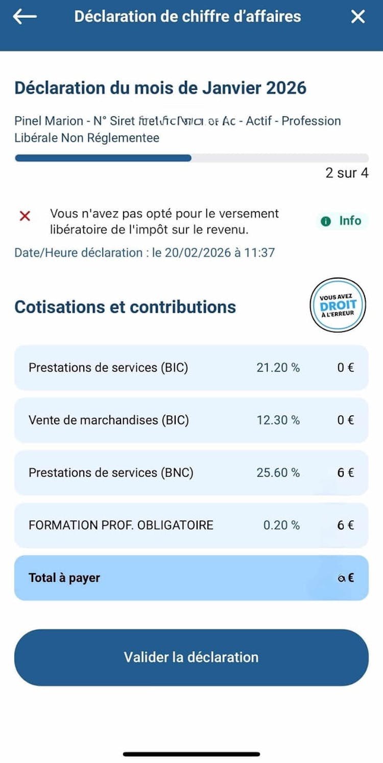 Déclaration de chiffre d'affaires d'un auto-entrepreneur auprès de l'Urssaf