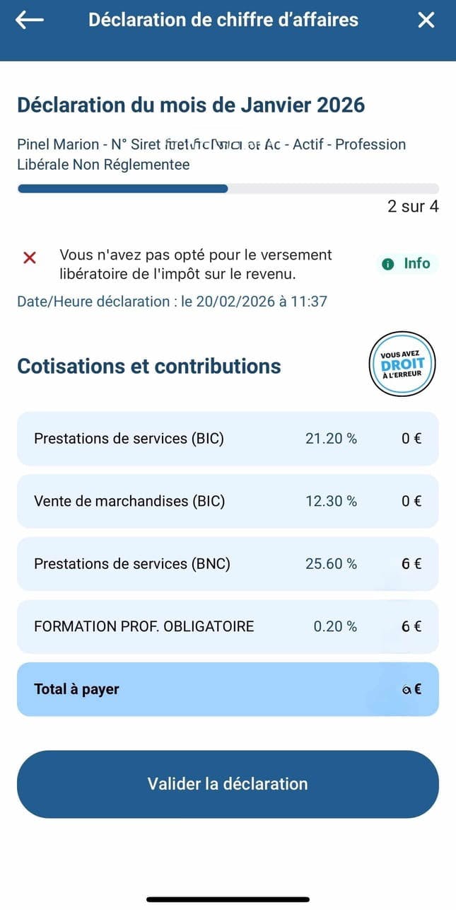 Déclaration de chiffre d'affaires d'un auto-entrepreneur auprès de l'Urssaf