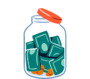 drawing of jar of money and coins