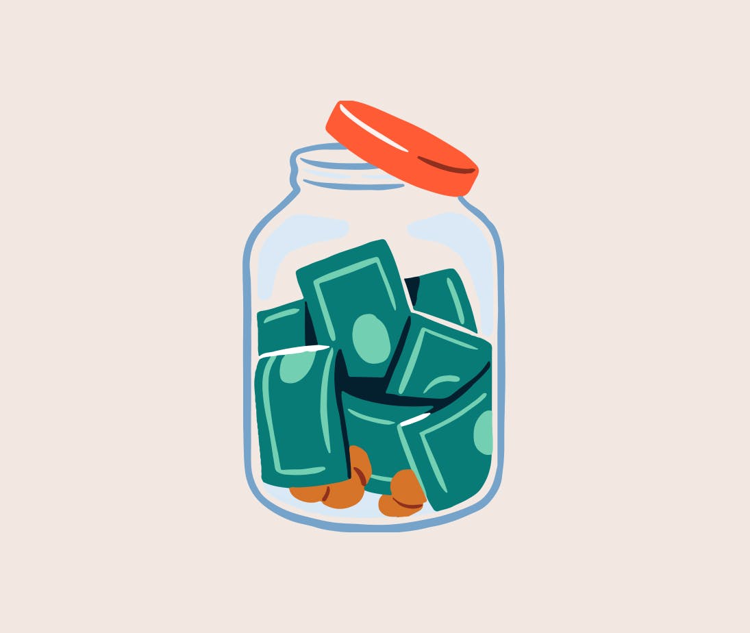 Image of a jar full of money.