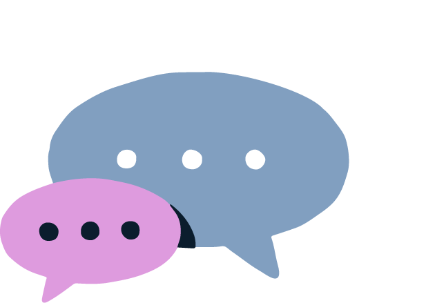 Illustration of two overlapping speech bubbles.