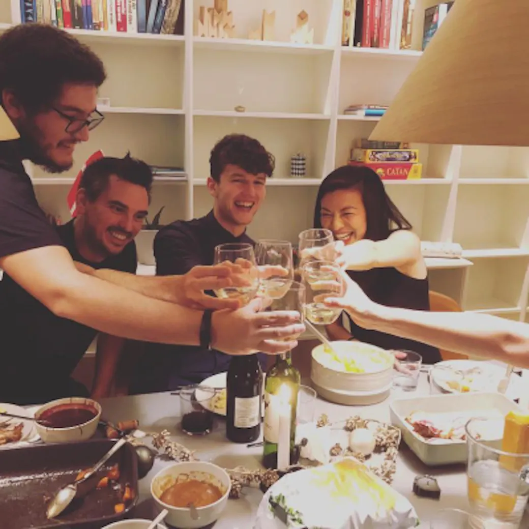 Shared dinner in coliving apartment