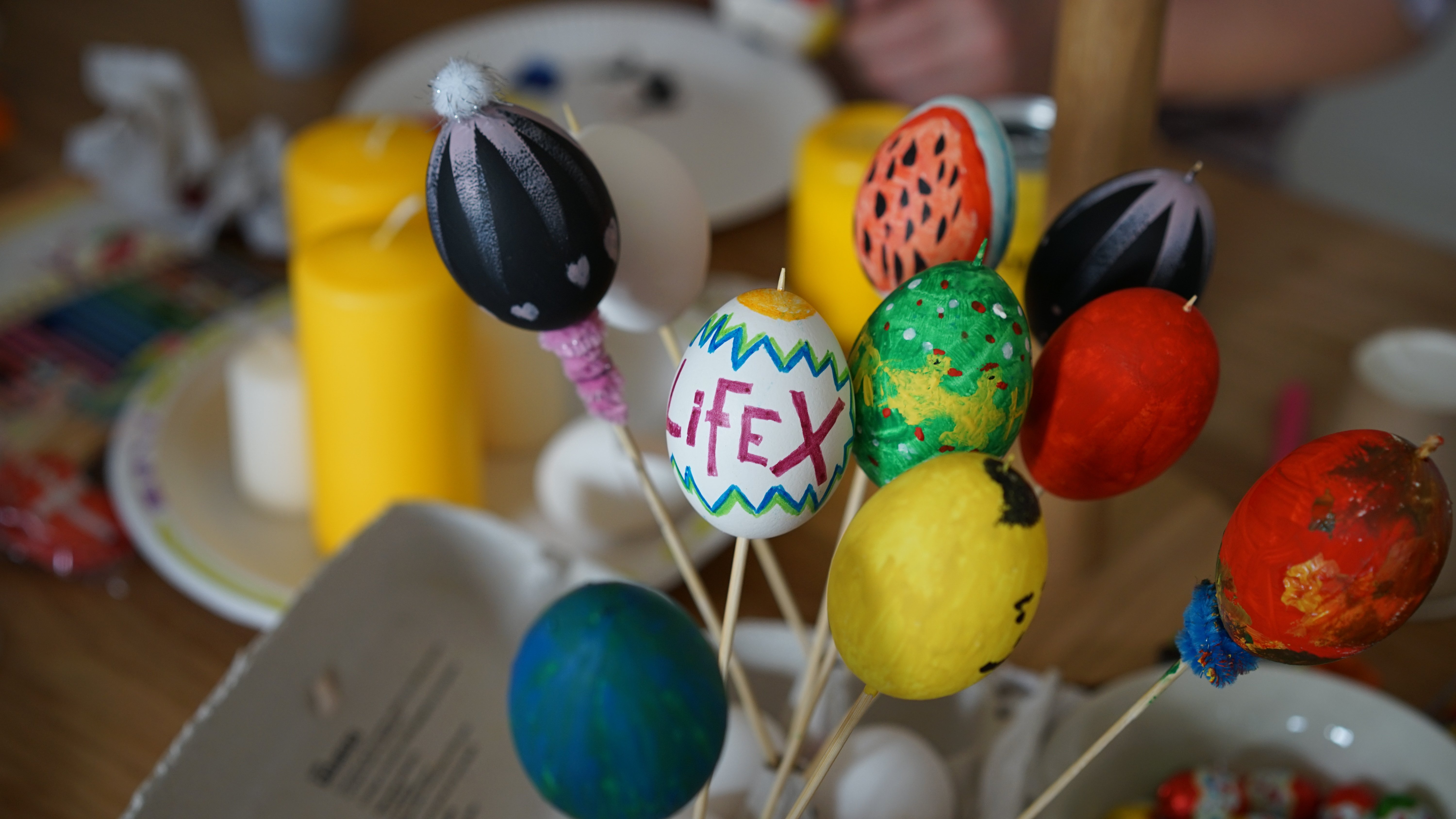 Colorfully painted easter eggs