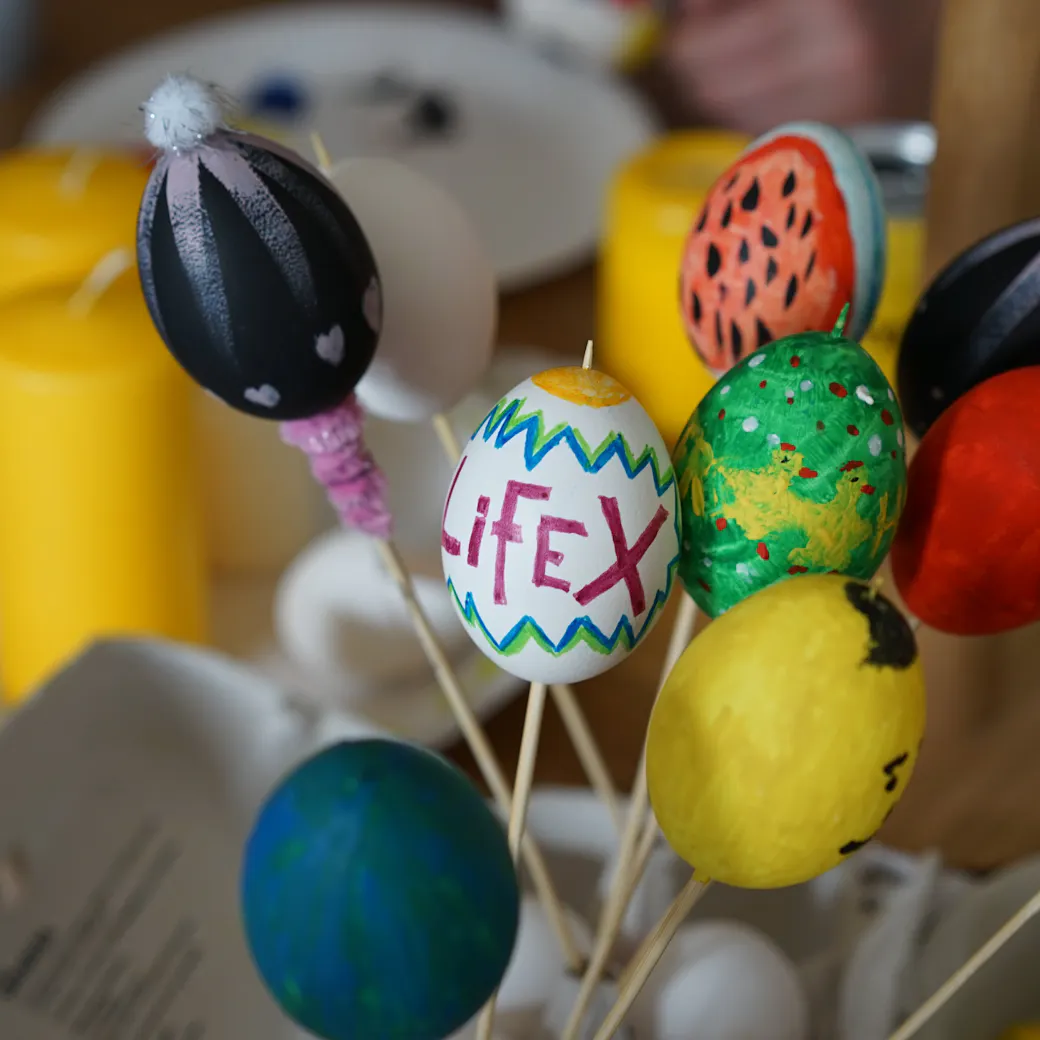 Colorfully painted easter eggs