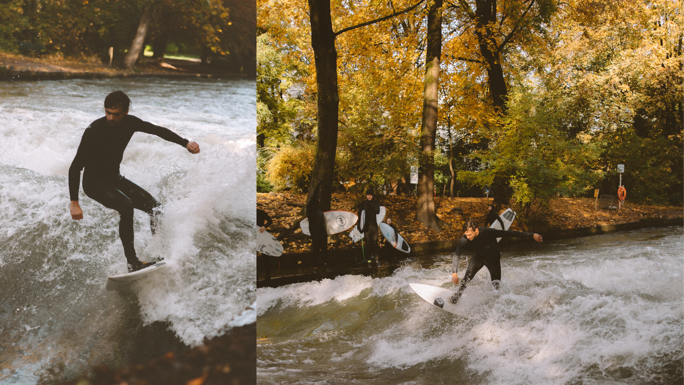 Surfers on Munich's Eisbachwelle