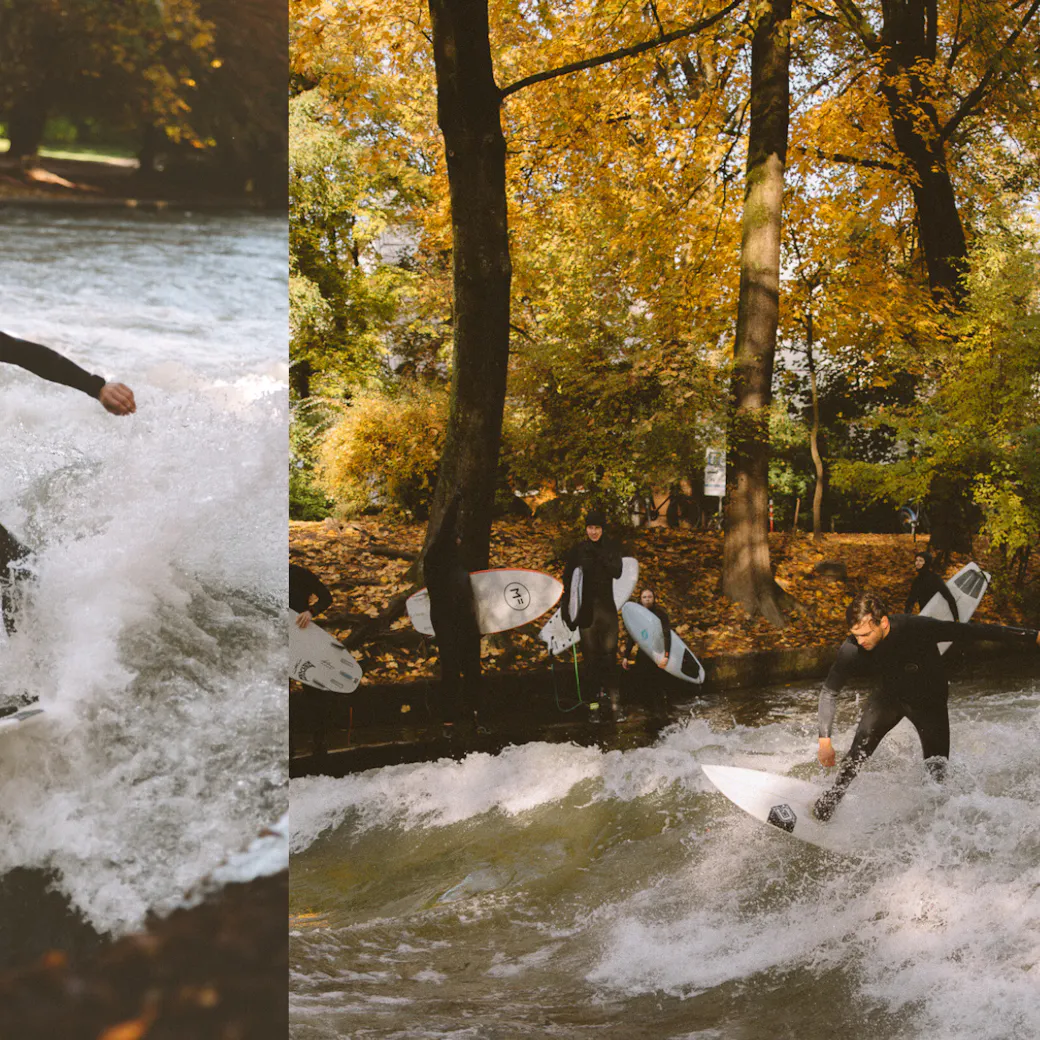 Surfers on Munich's Eisbachwelle