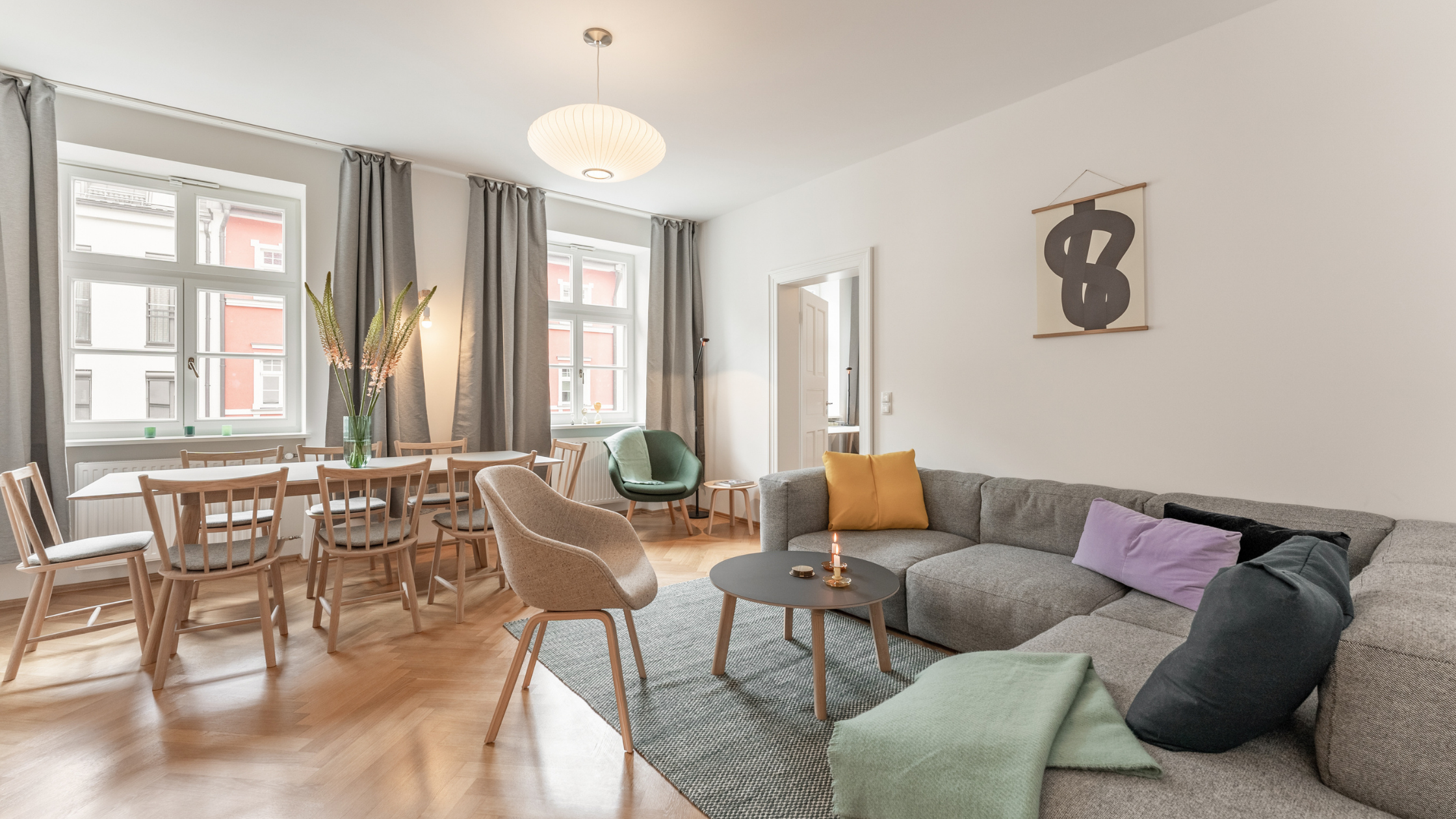 Living room of a LifeX coliving apartment