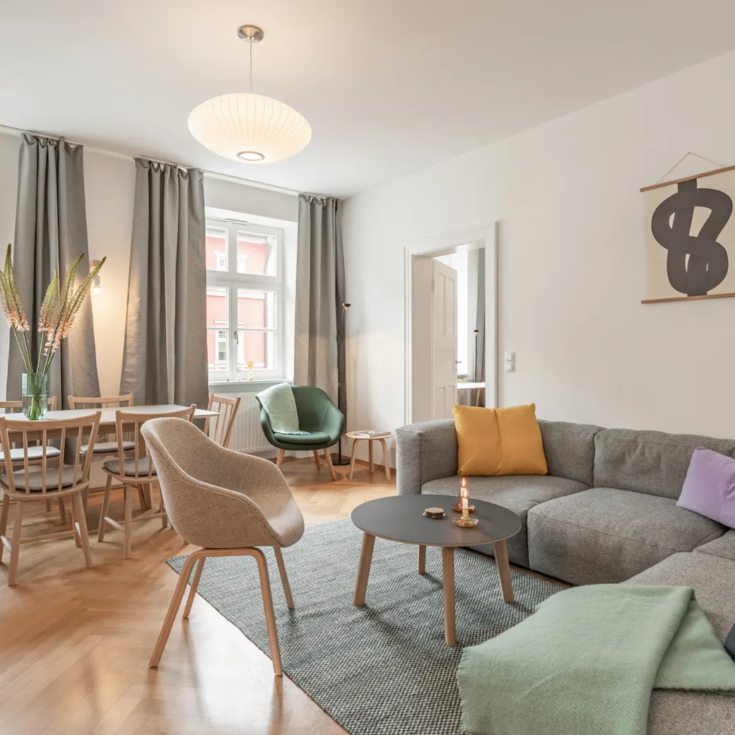 Living room of a LifeX coliving apartment