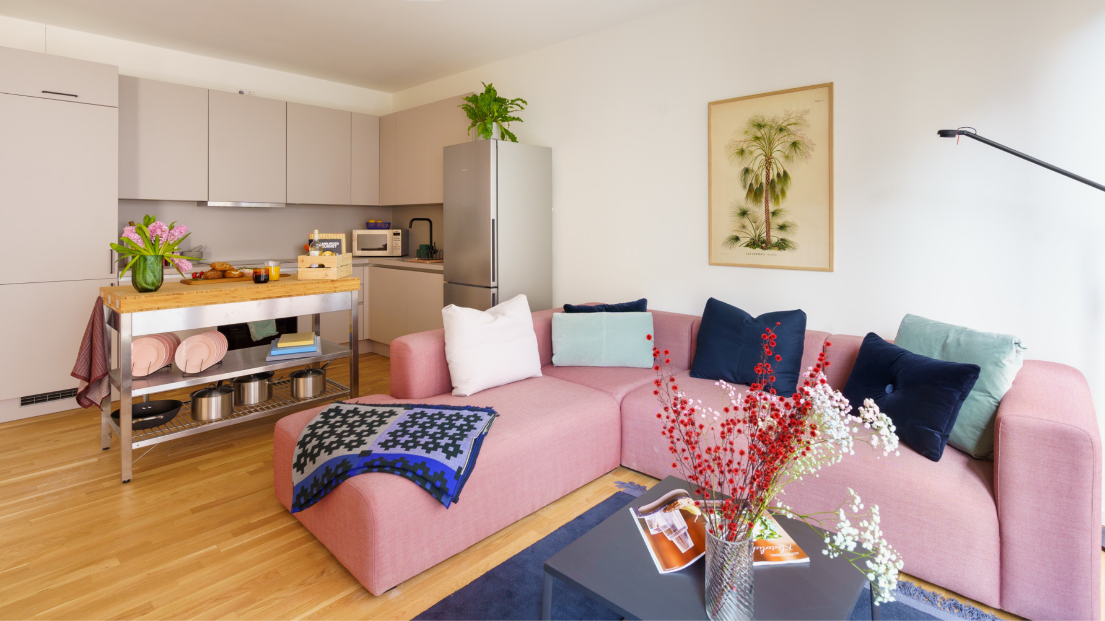 Cozy living room in LifeX coliving apartment