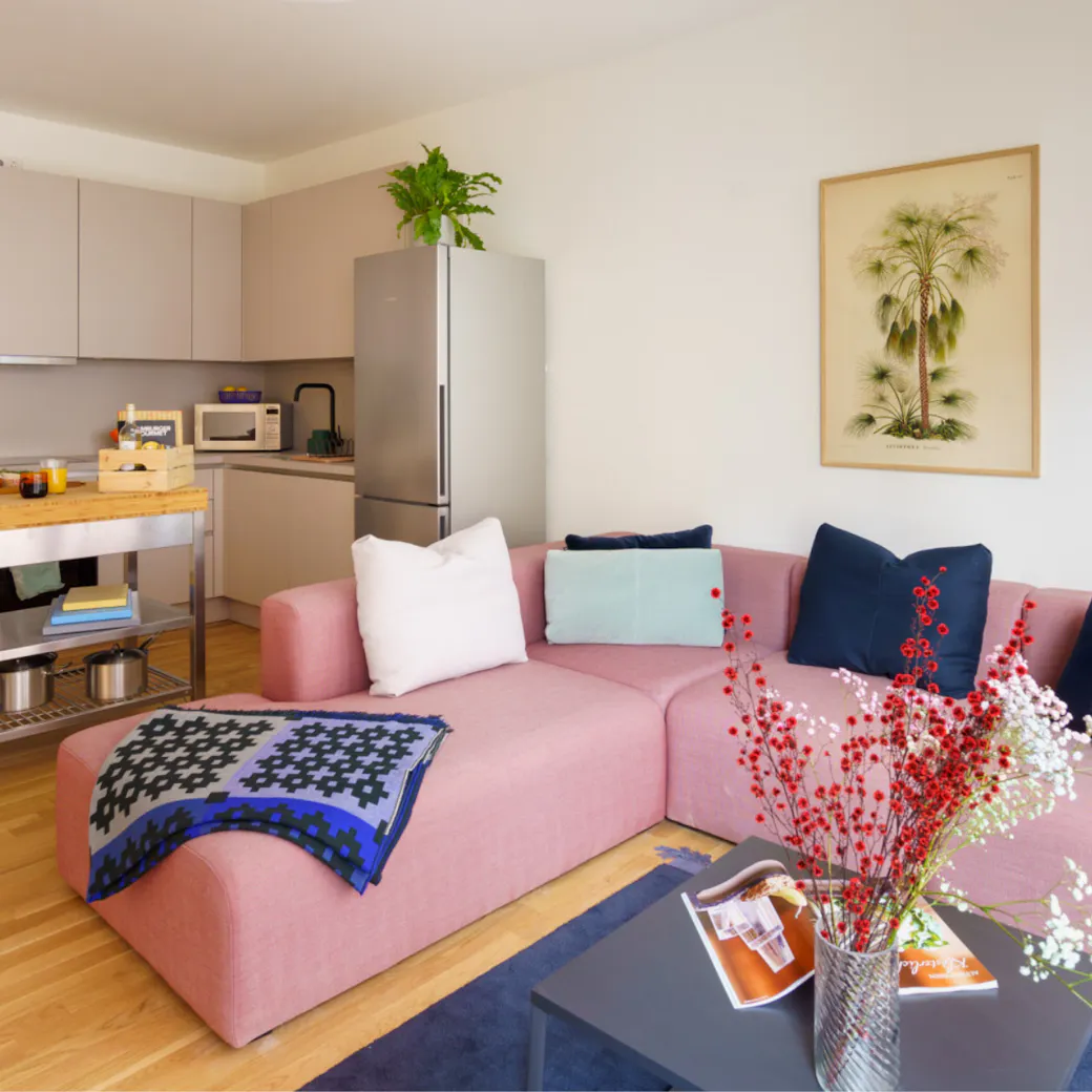 Cozy living room in LifeX coliving apartment