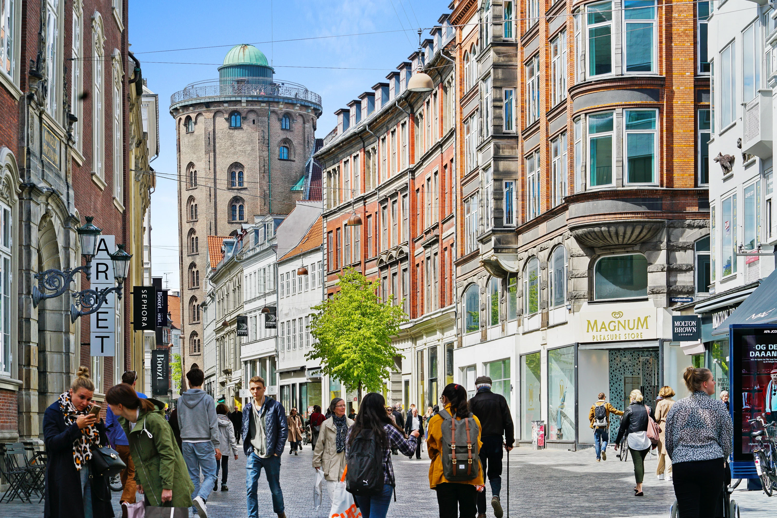 People in the shopping street Stroeget in Copenhagen