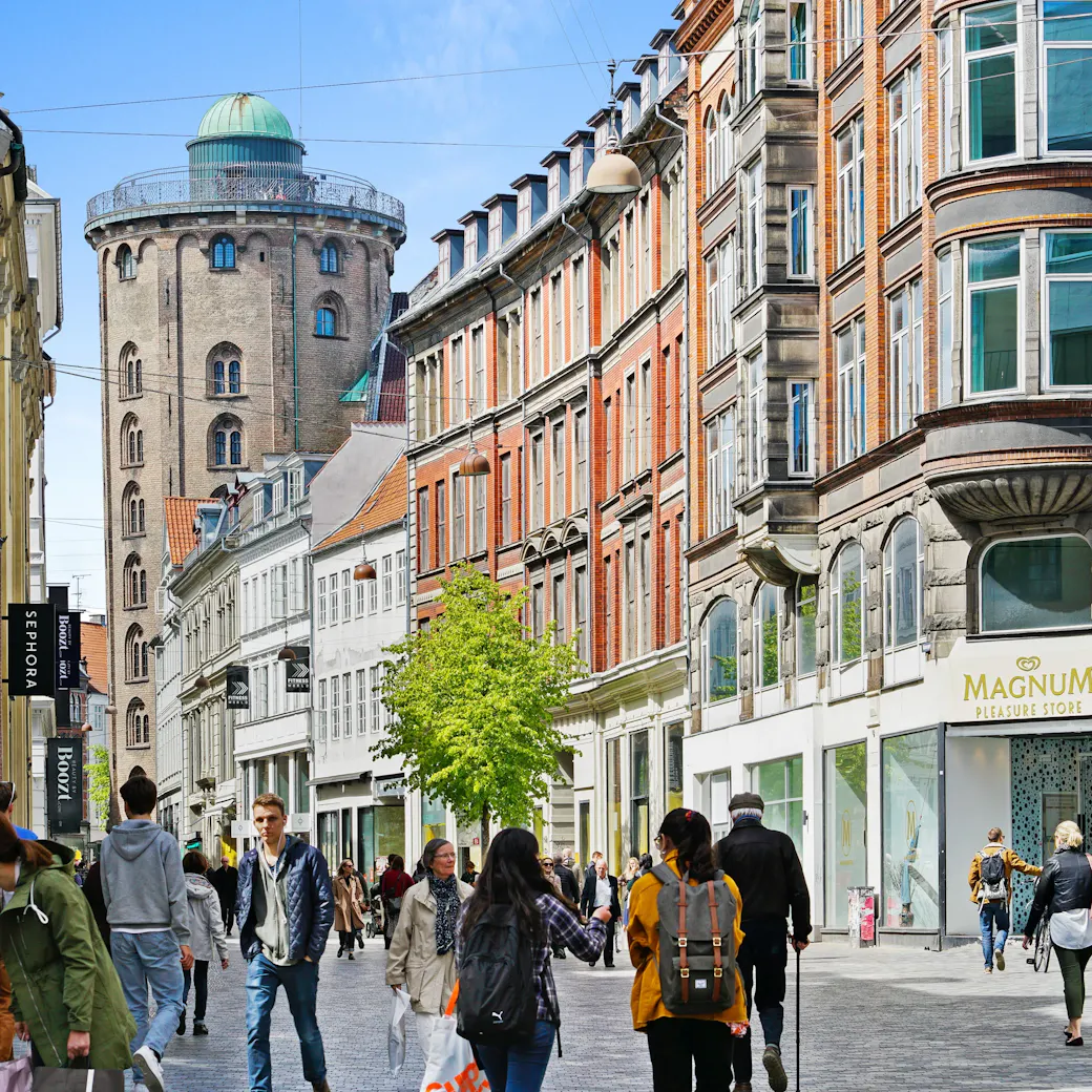 People in the shopping street Stroeget in Copenhagen