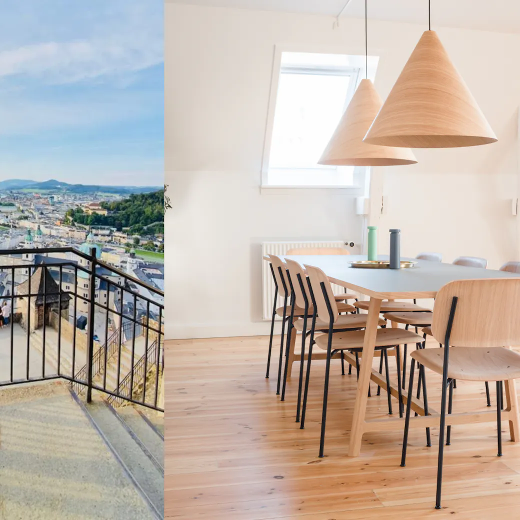 LifeX member Kamran travelling and a dining area in a LifeX coliving apartment