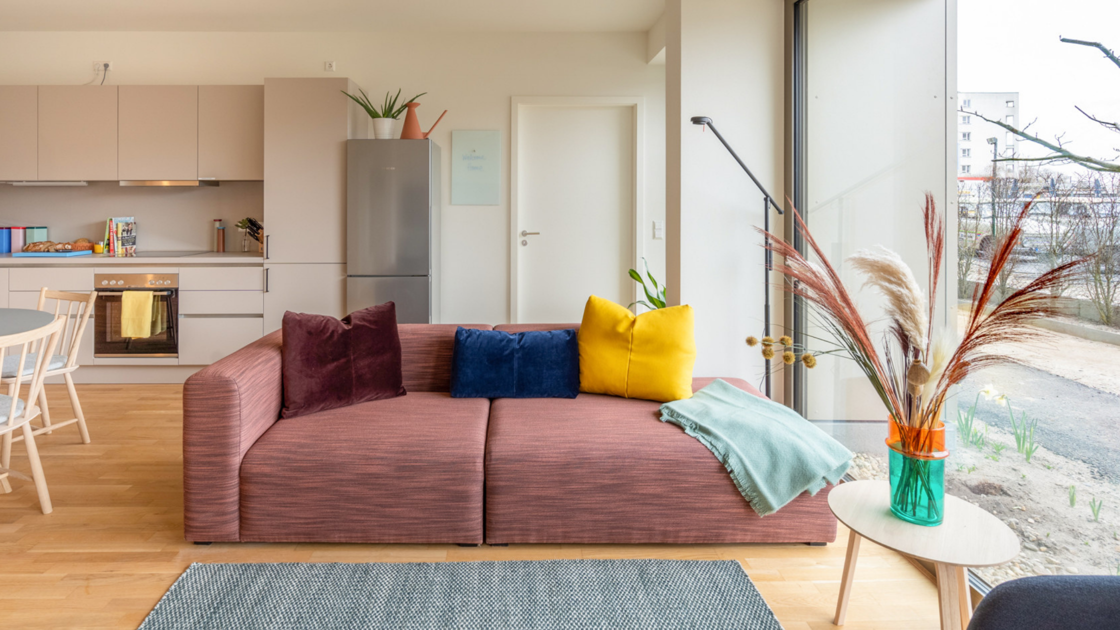 Living room in a LifeX coliving apartment