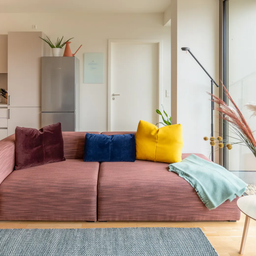 Living room in a LifeX coliving apartment