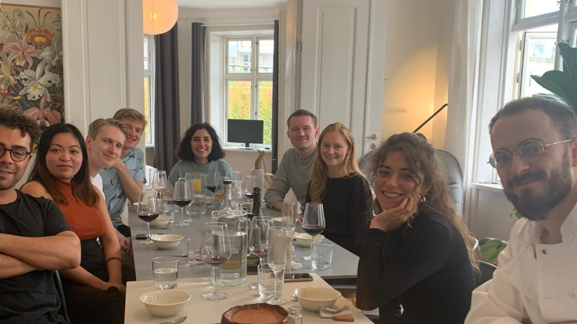 Shared dinner in a LifeX coliving apartment in Copenhagen