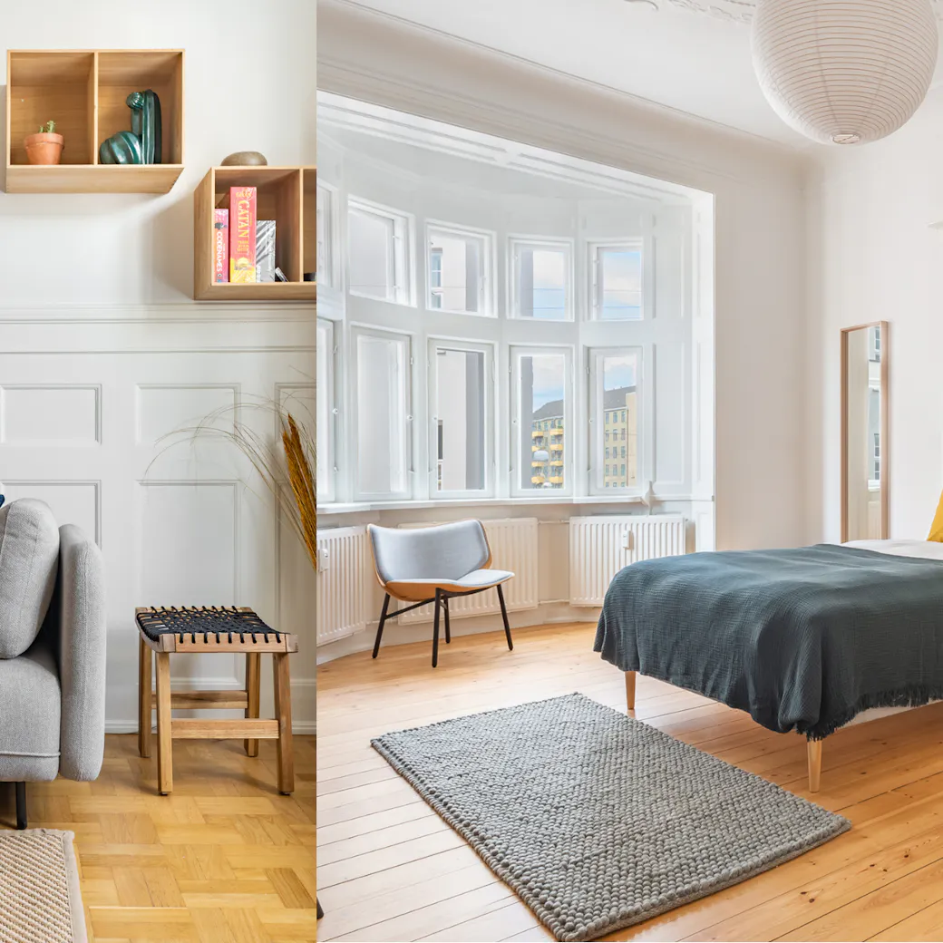 Living room and bedroom in a LifeX coliving apartment
