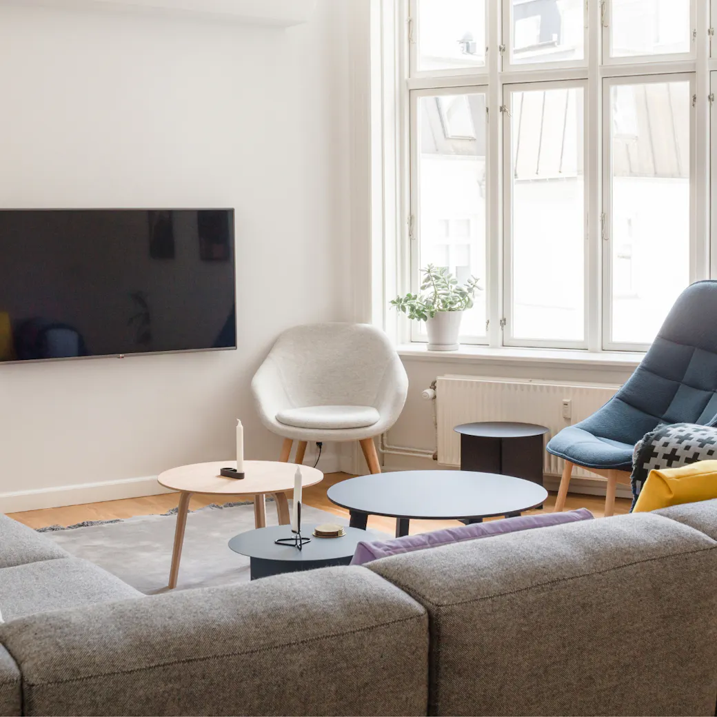 Living room in a LifeX coliving apartment
