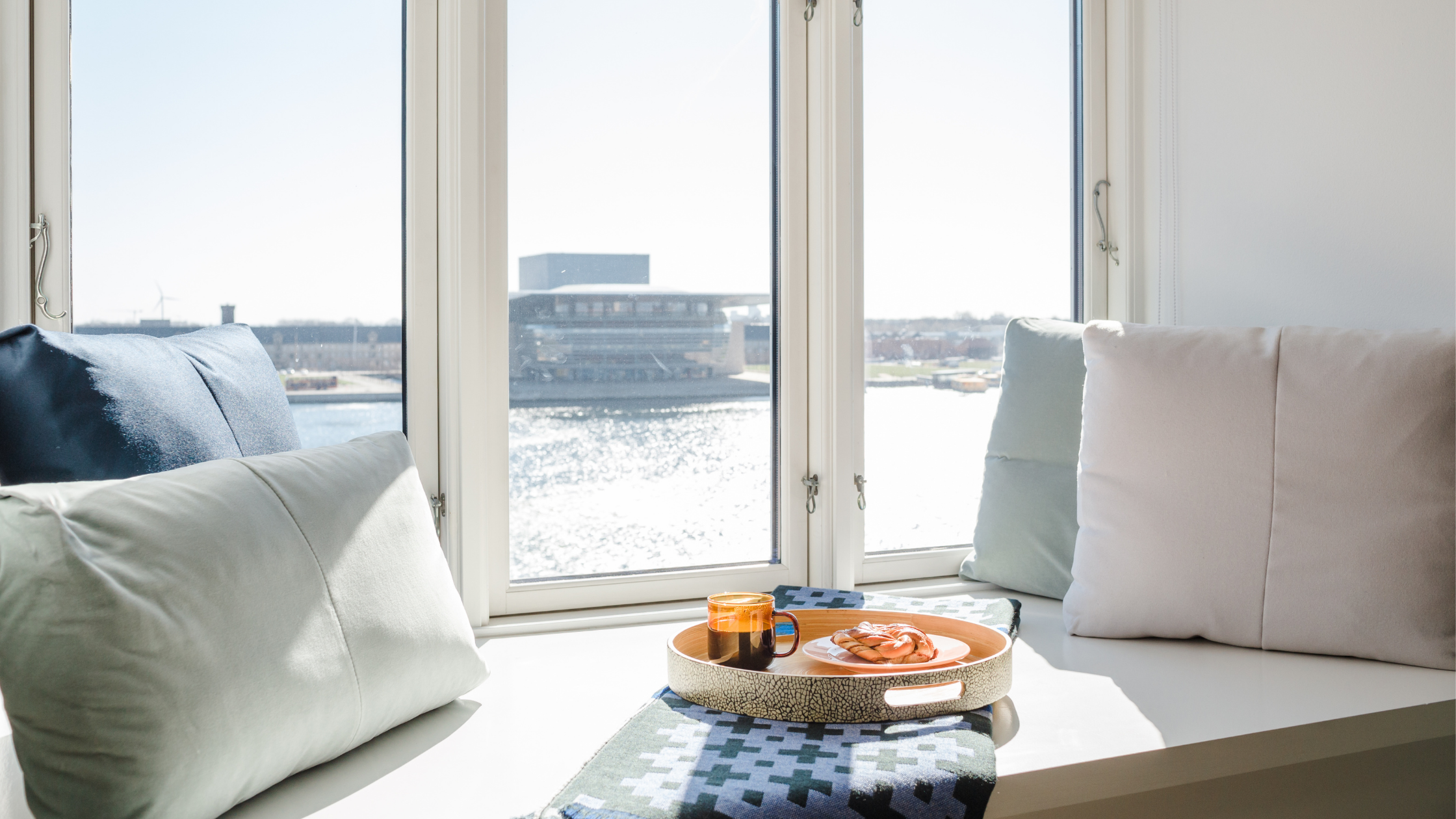 Beautiful view over the Copenhagen harbour from a LifeX coliving apartment