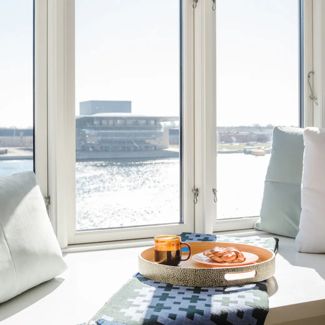 Beautiful view over the Copenhagen harbour from a LifeX coliving apartment