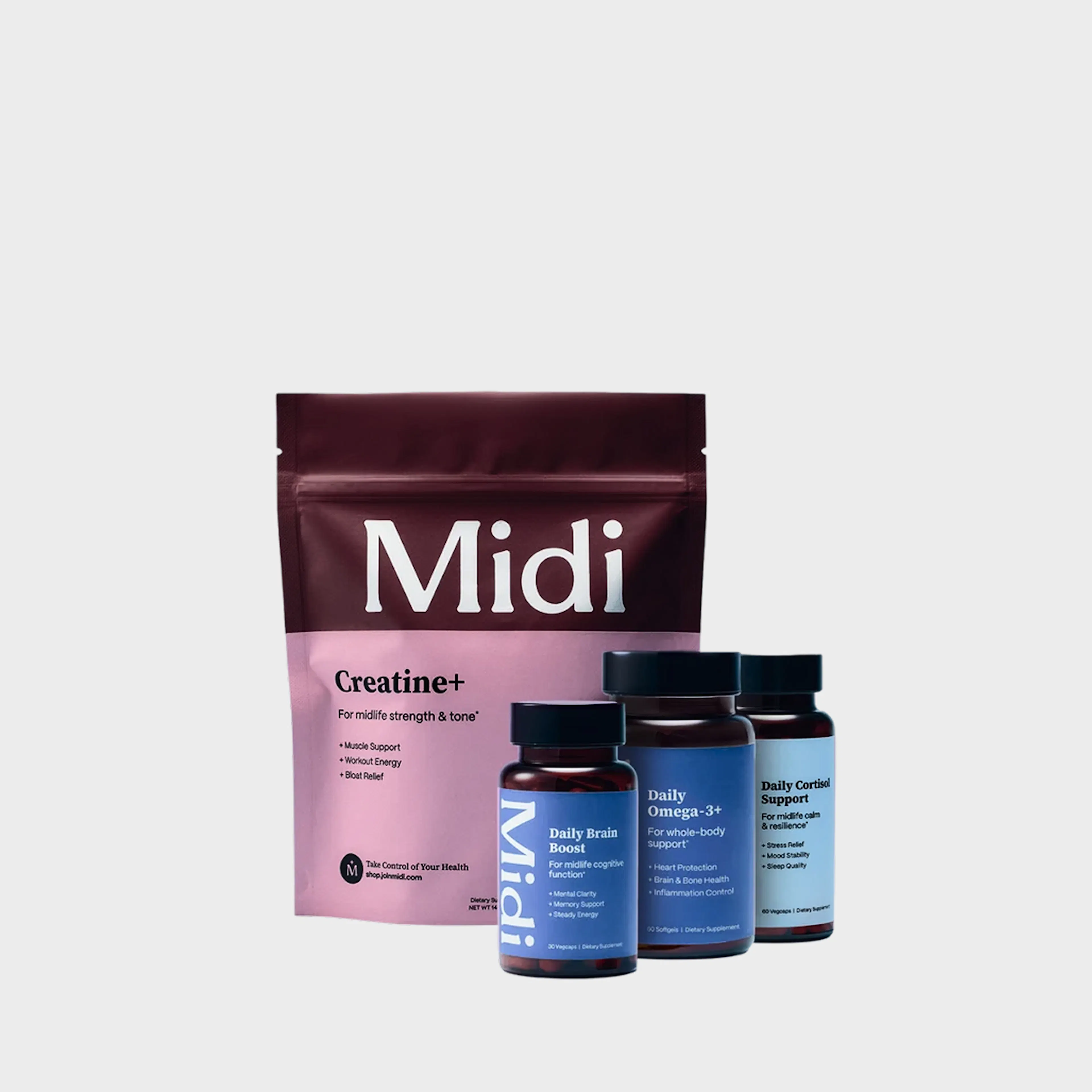 Brain Fog supplement pouch and bottles bundle