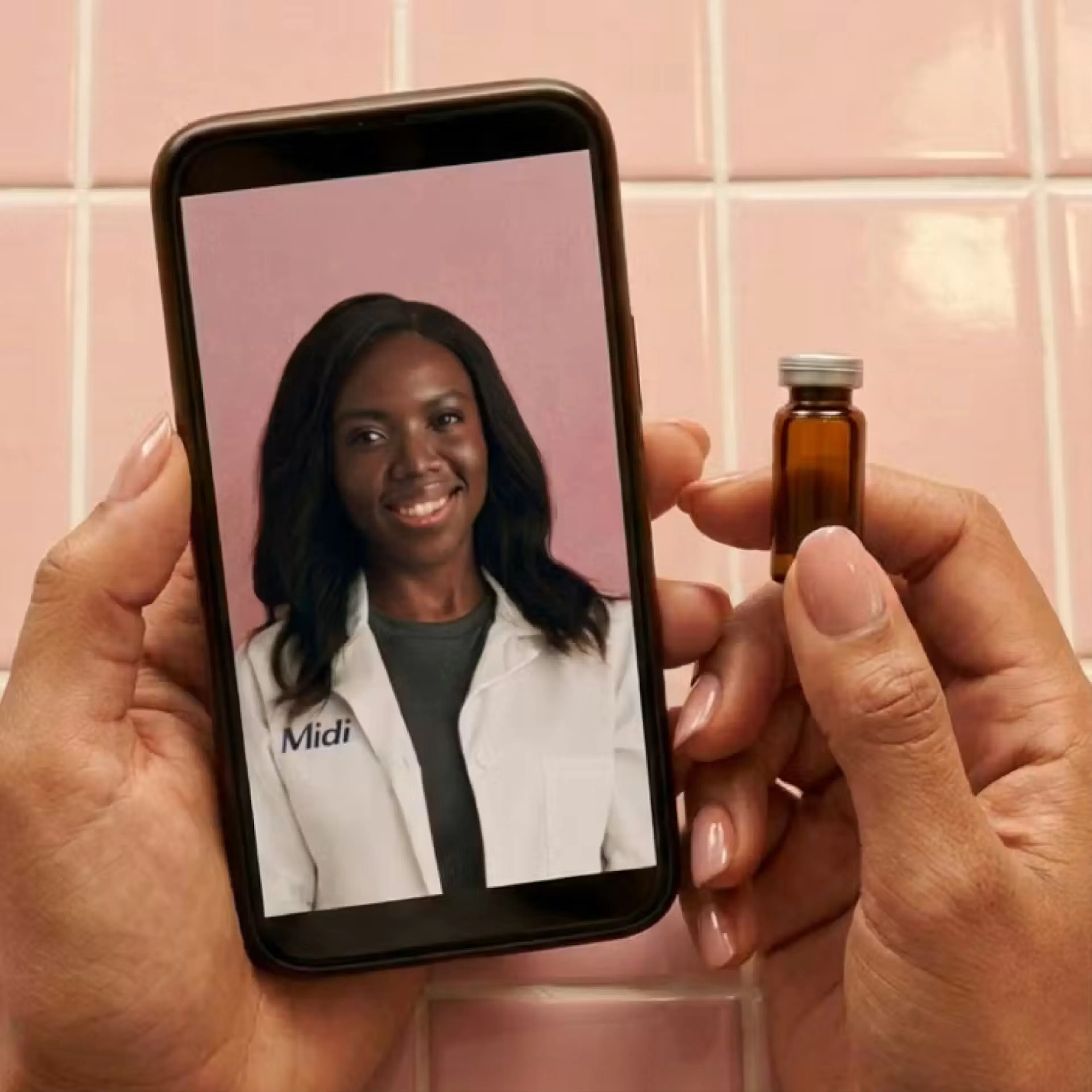 Smartphone showing virtual doctor consultation screen