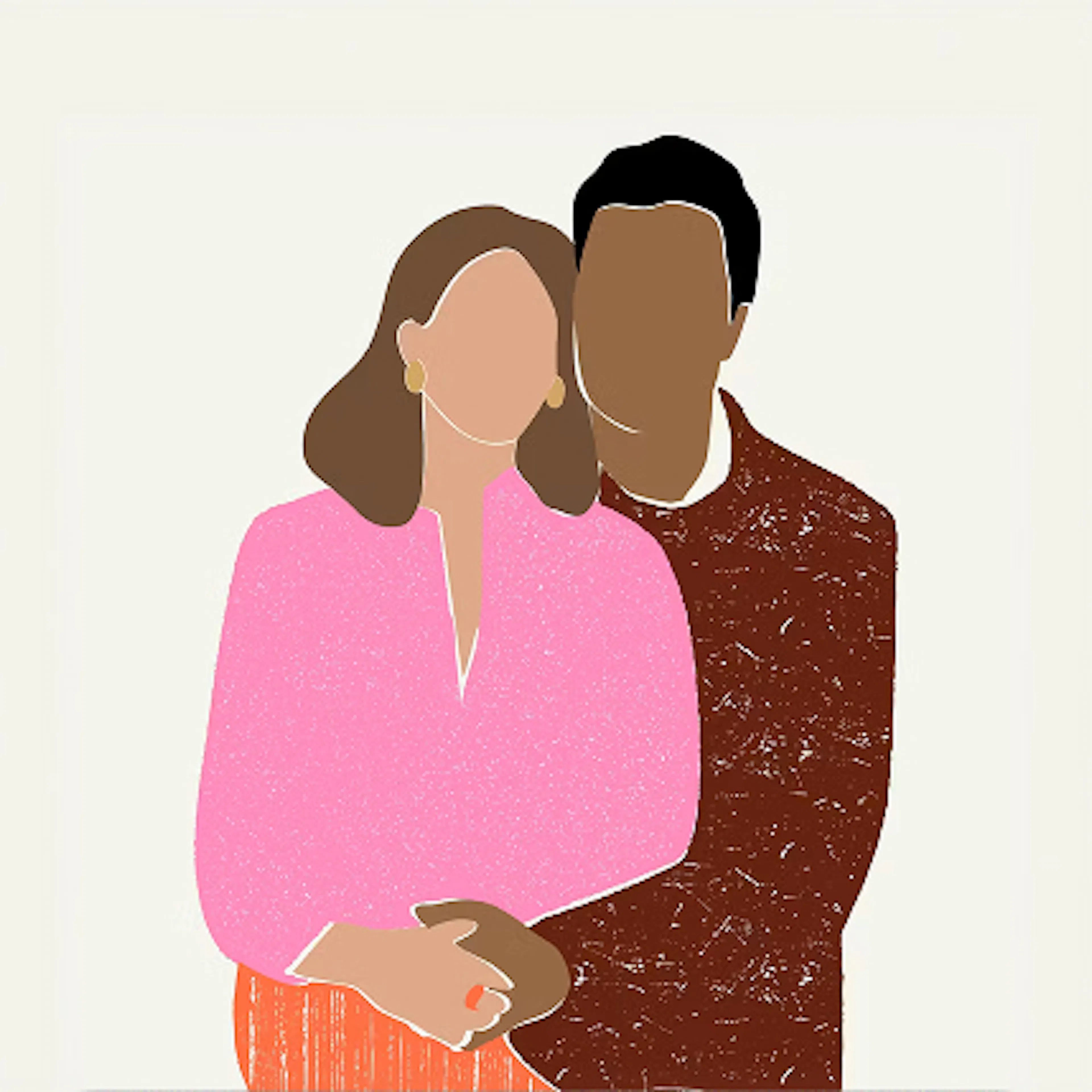 Illustration of couple embracing each other