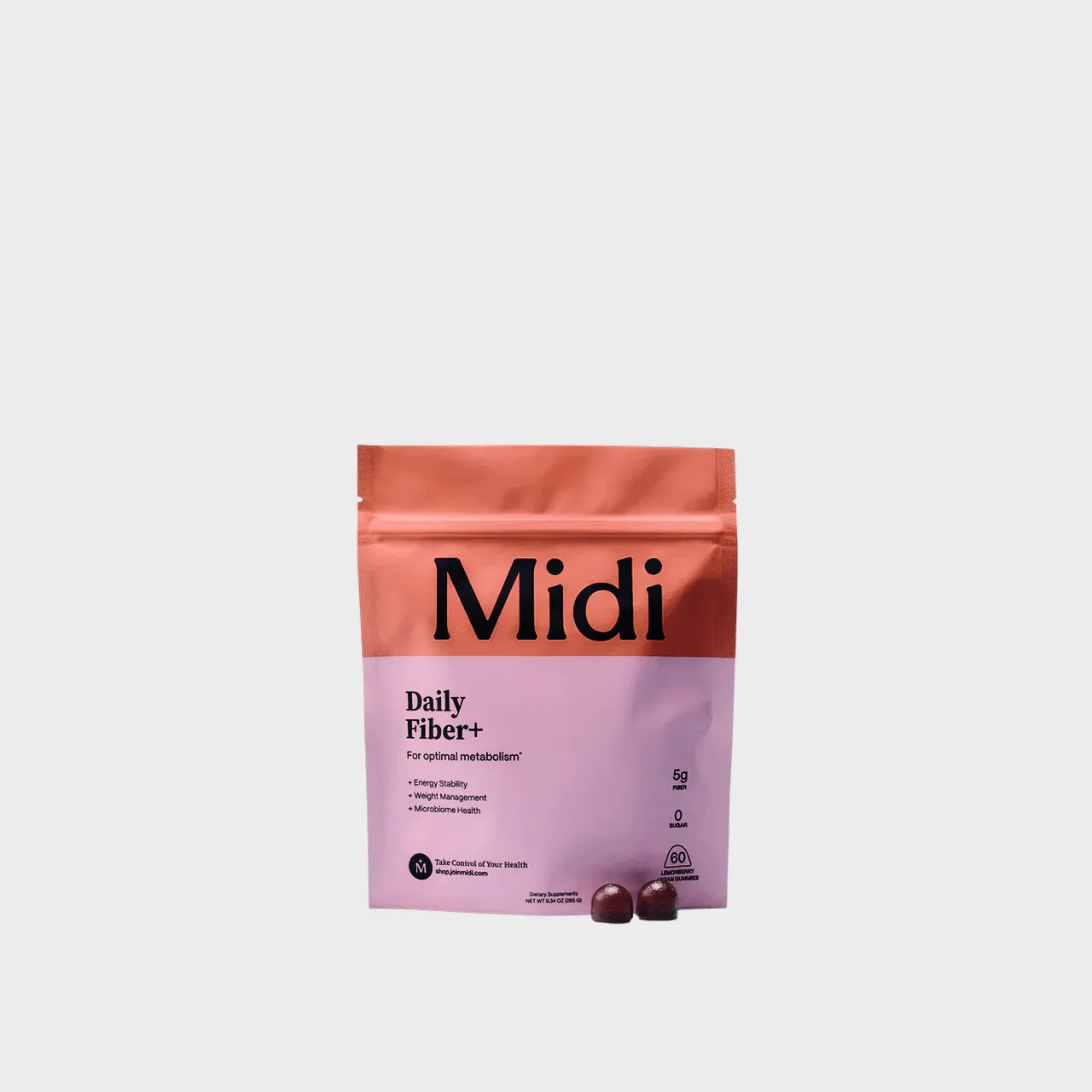 Bag of daily fiber+ gummies.
