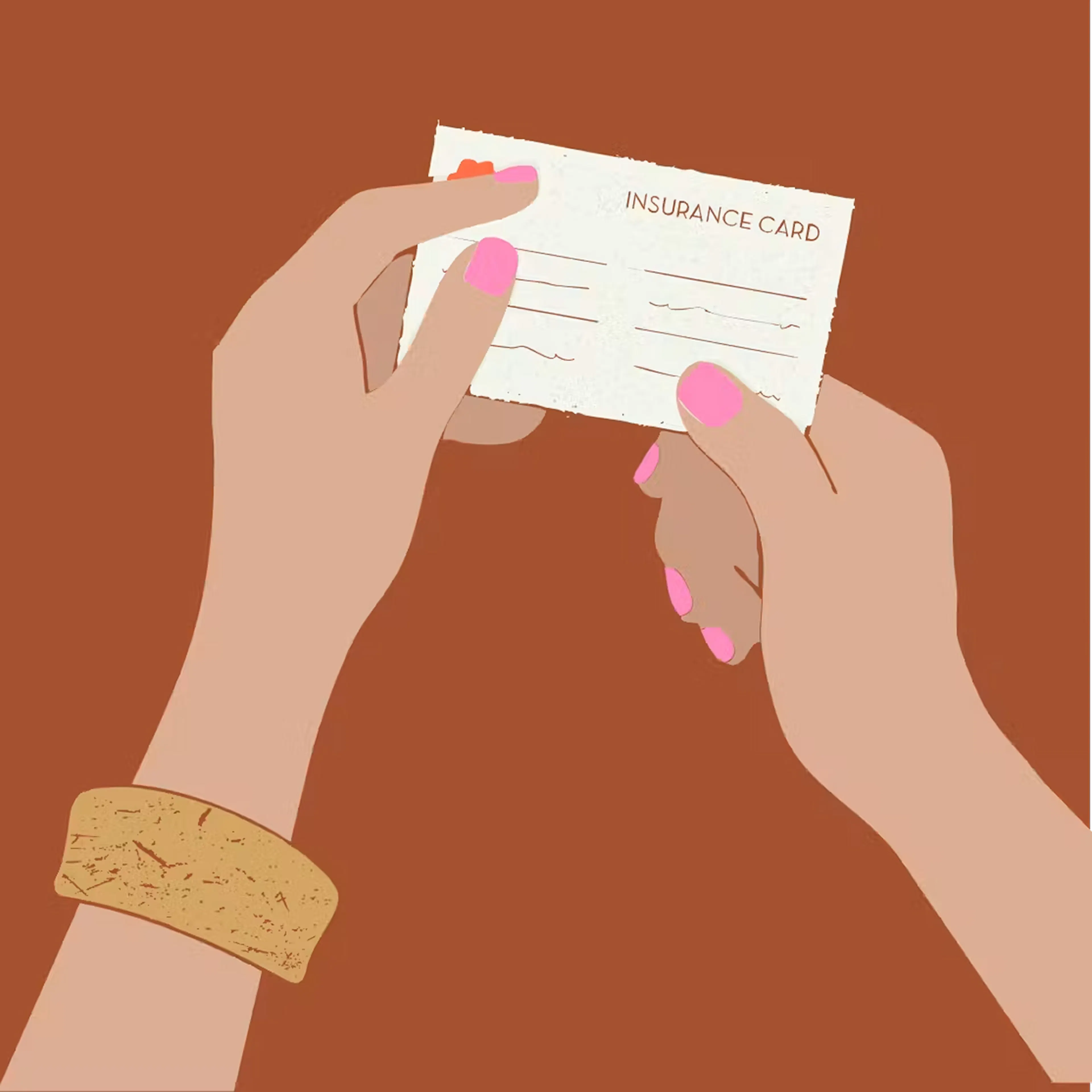 Graphic of women's hands holding an insurance card 