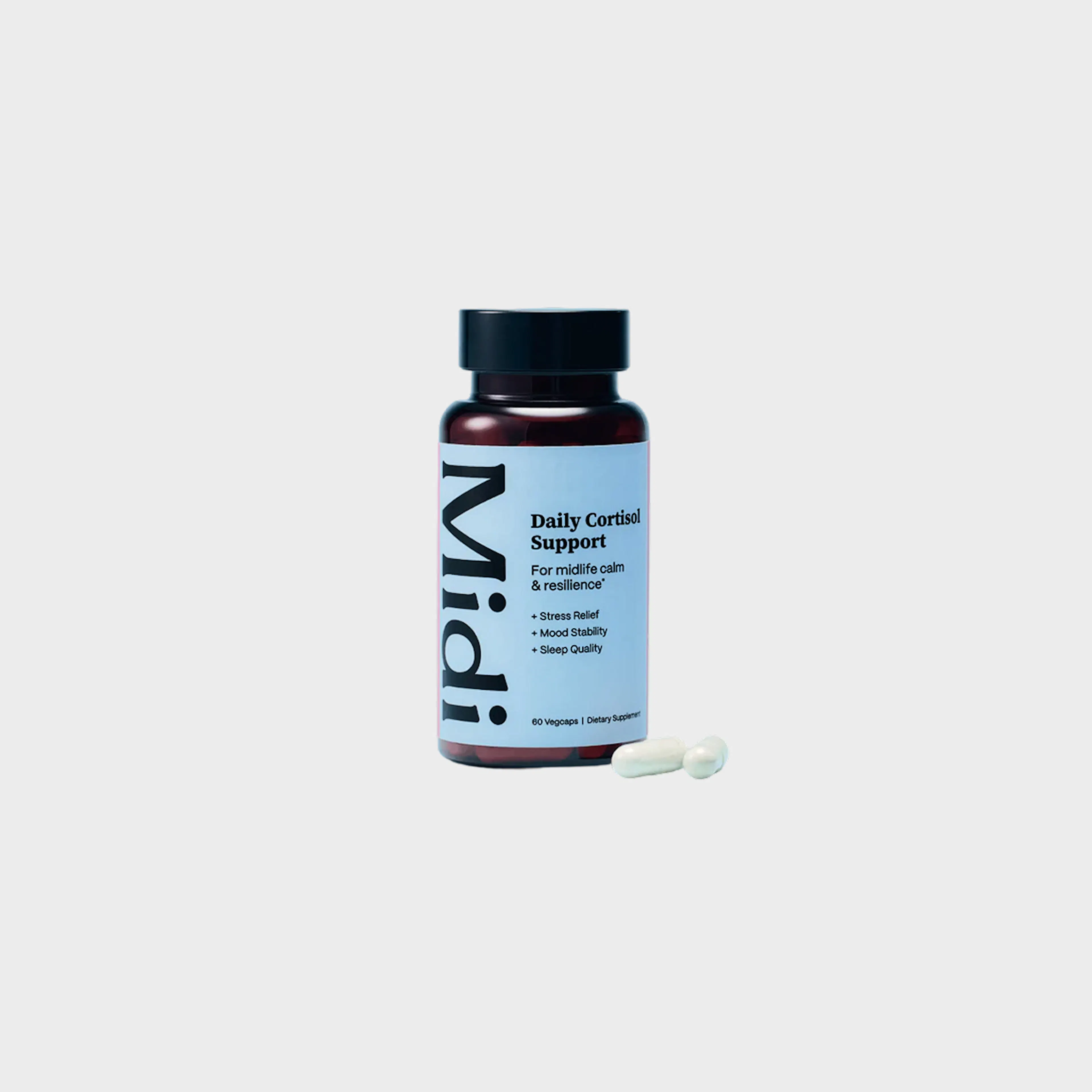 Blue bottle of Daily Cortisol Support pills.
