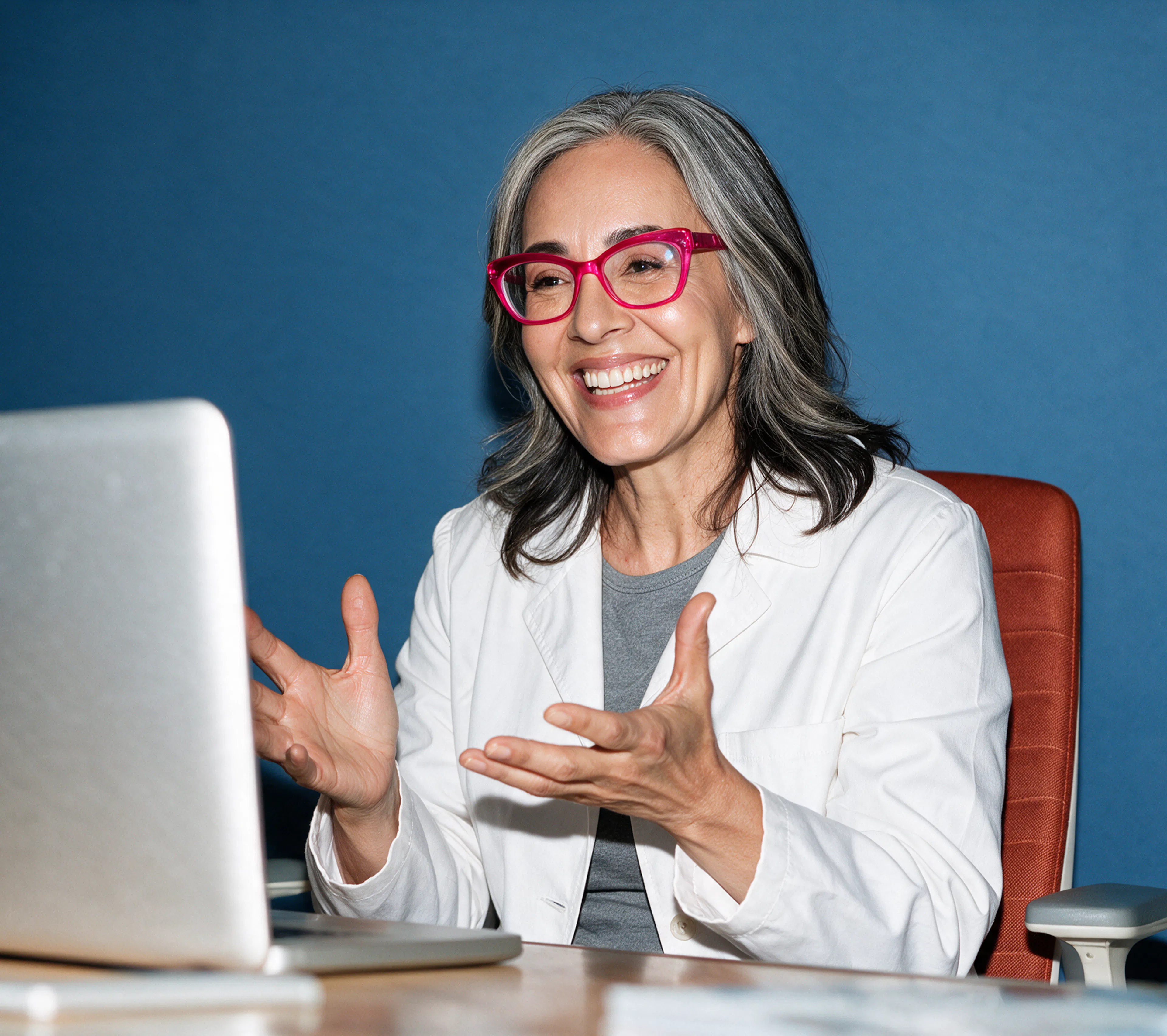 Female clinician conducting a telehealth visit.