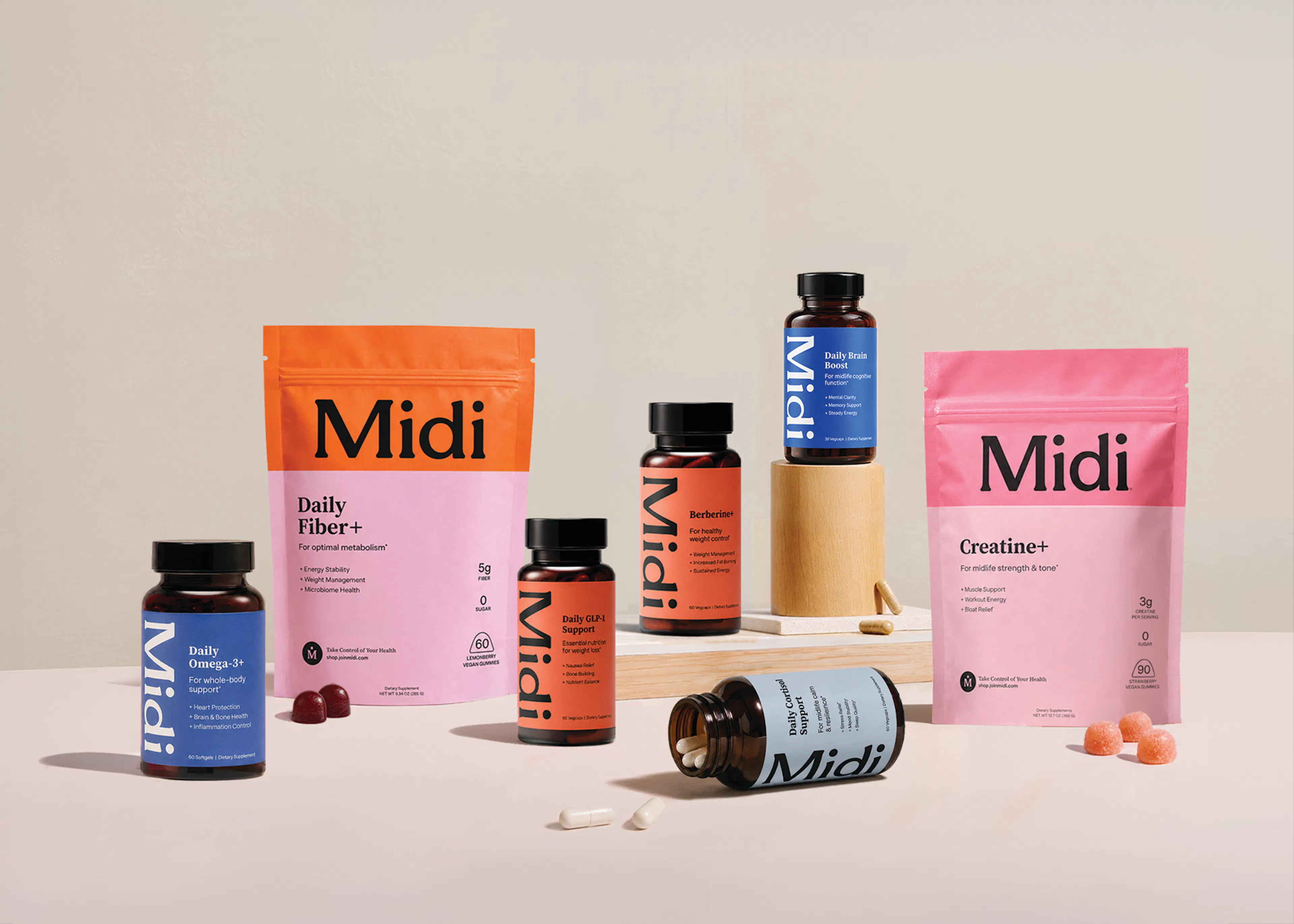 A variety of Midi Health supplements