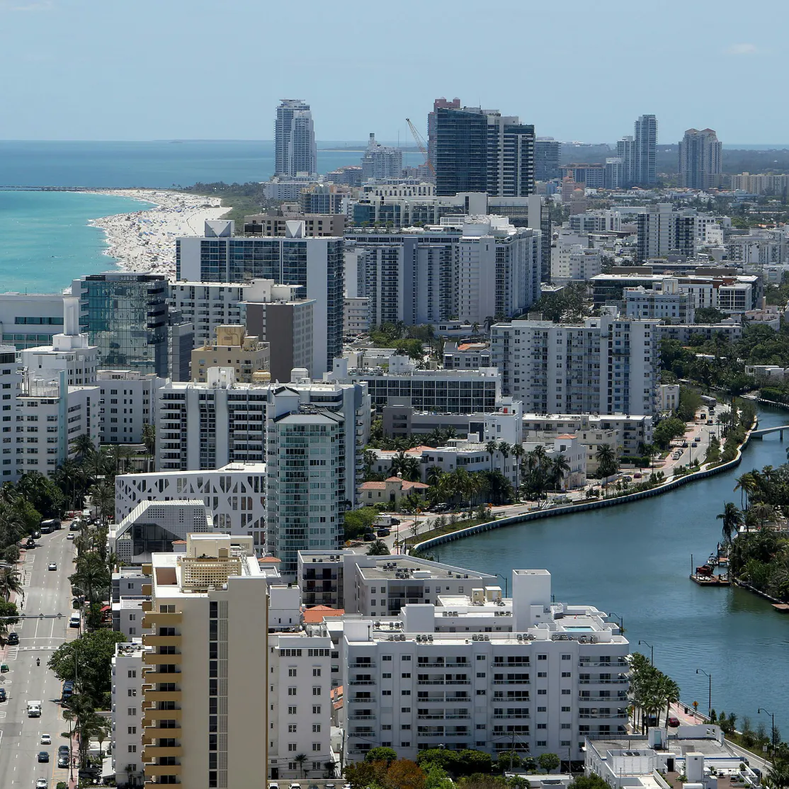 Aerial view of the Miami, FL skyline.