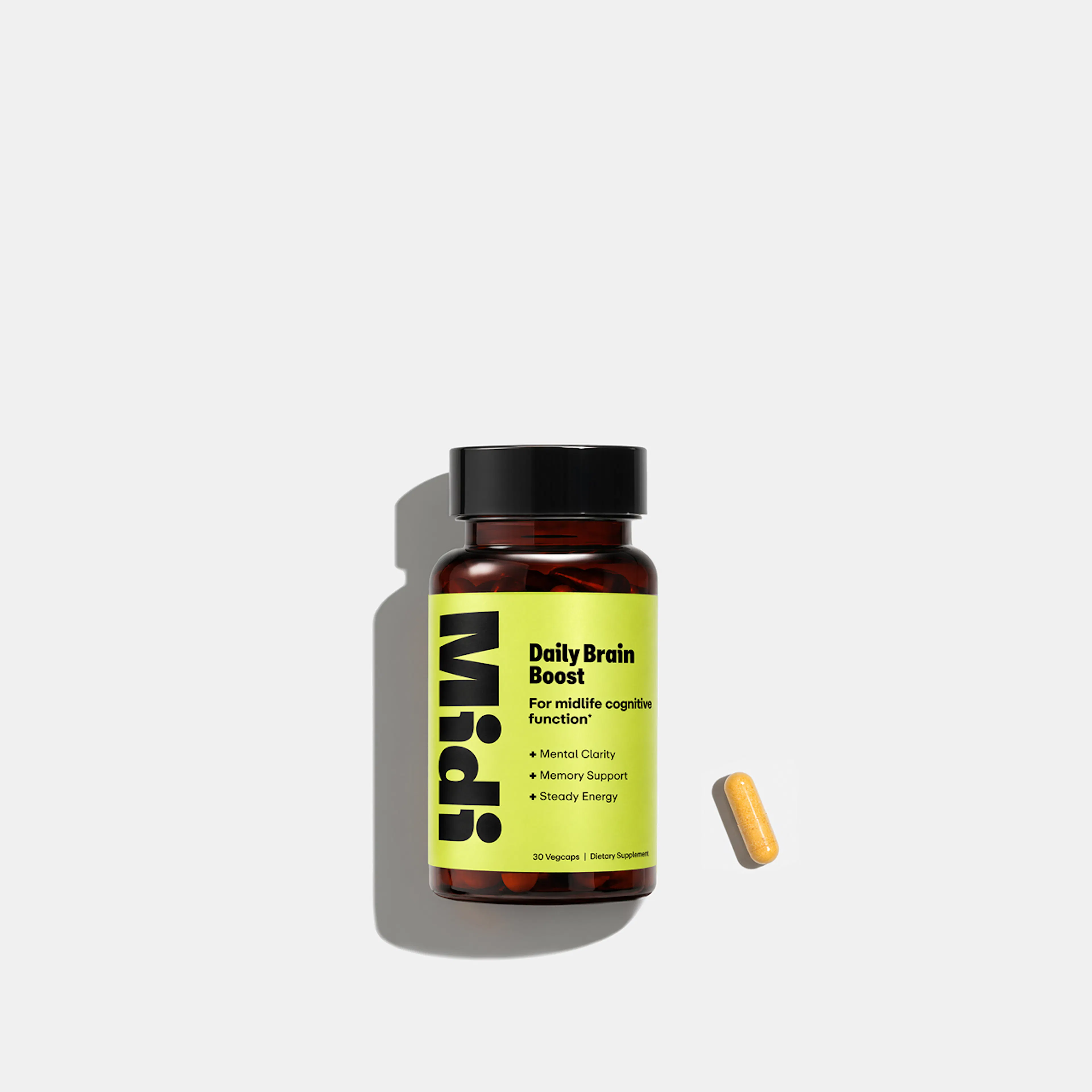 bottle of daily brain boost pills