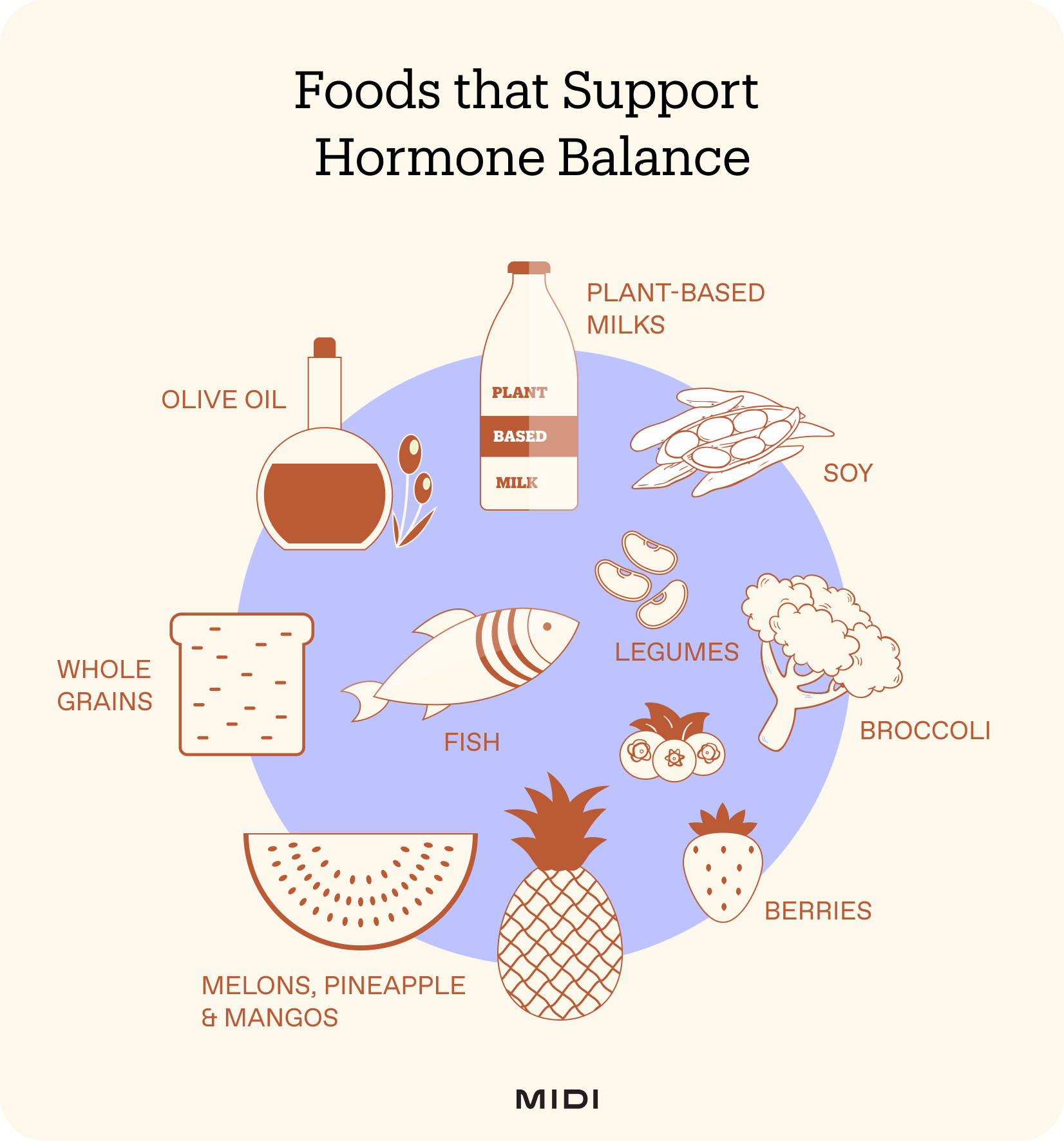 graphic of foods for hormone balance