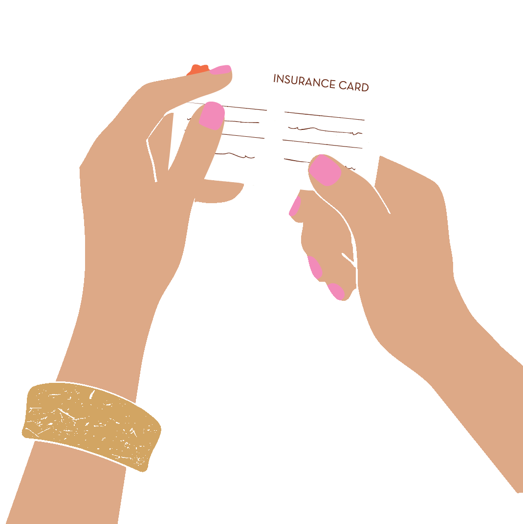 Illustration of two hands holding up an insurance card
