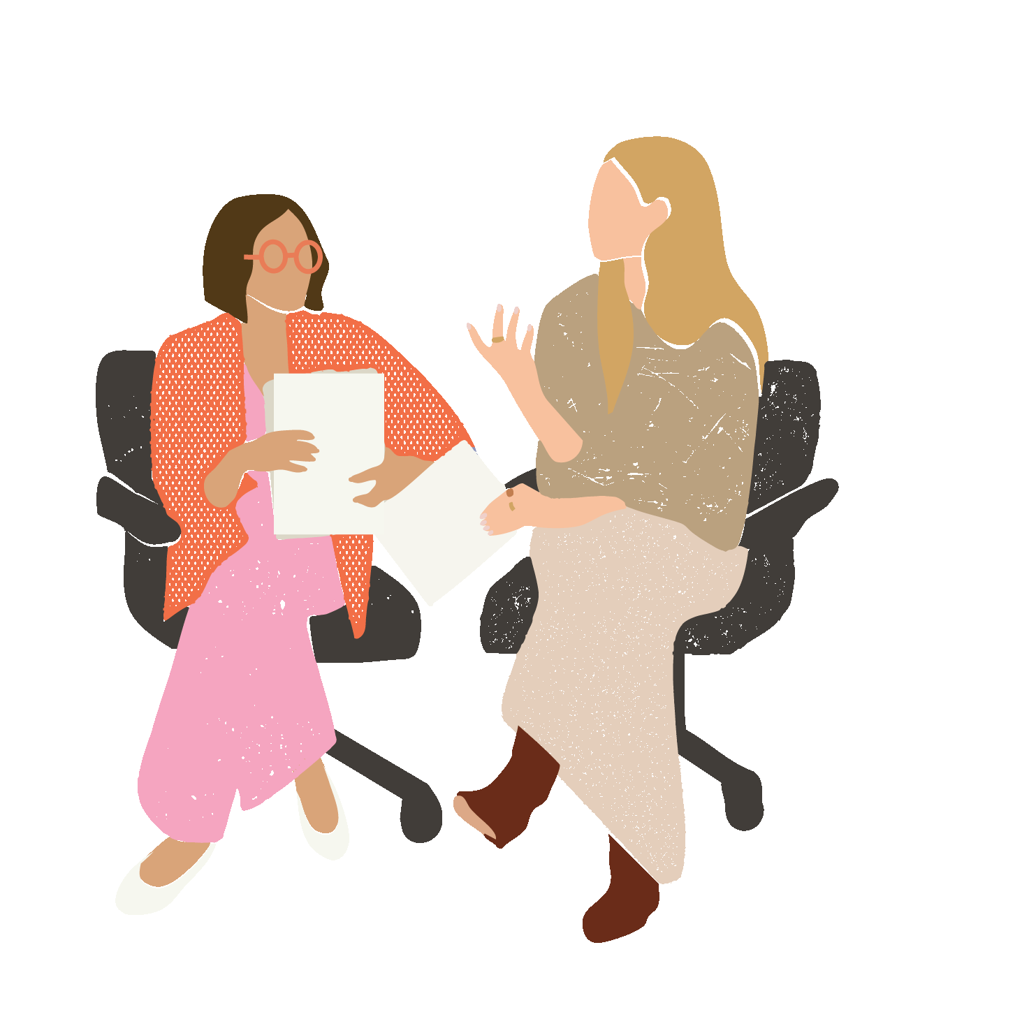 Two women speaking to each other