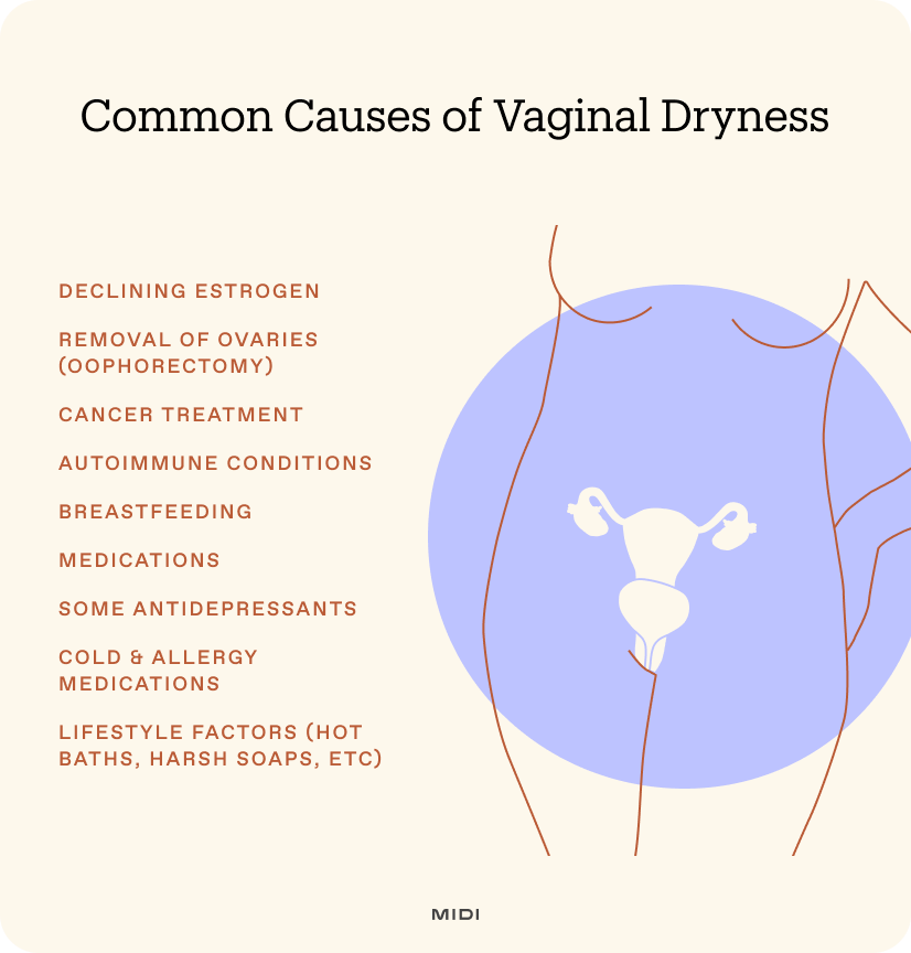 a list of common causes of vaginal dryness