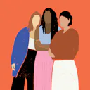Illustration of three women standing together