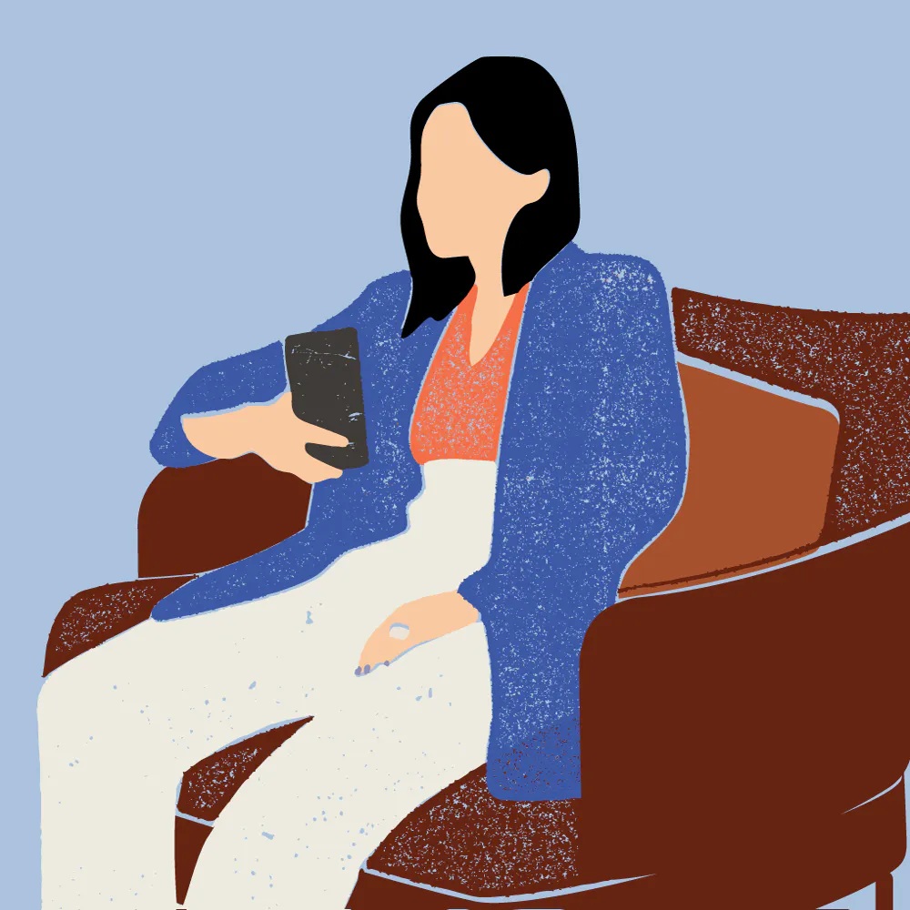 Illustration of Midi patient sitting on a couch