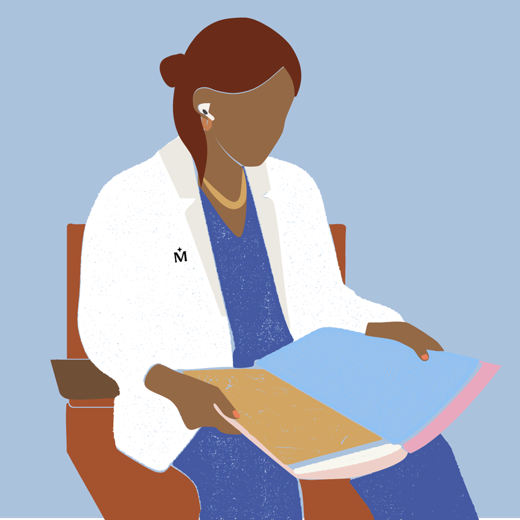 illustration of a clinician looking at documents