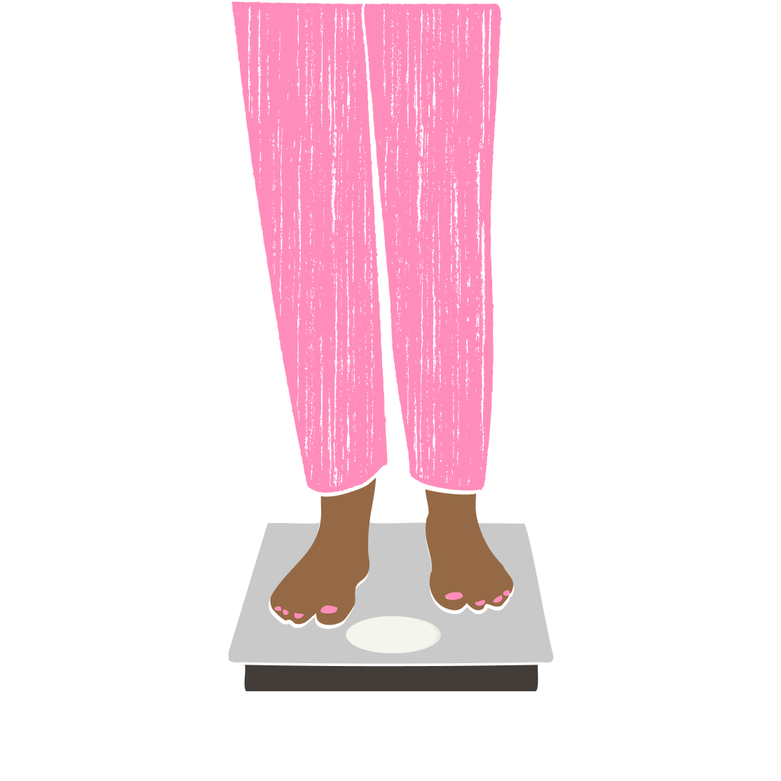 Illustration of woman standing on scales