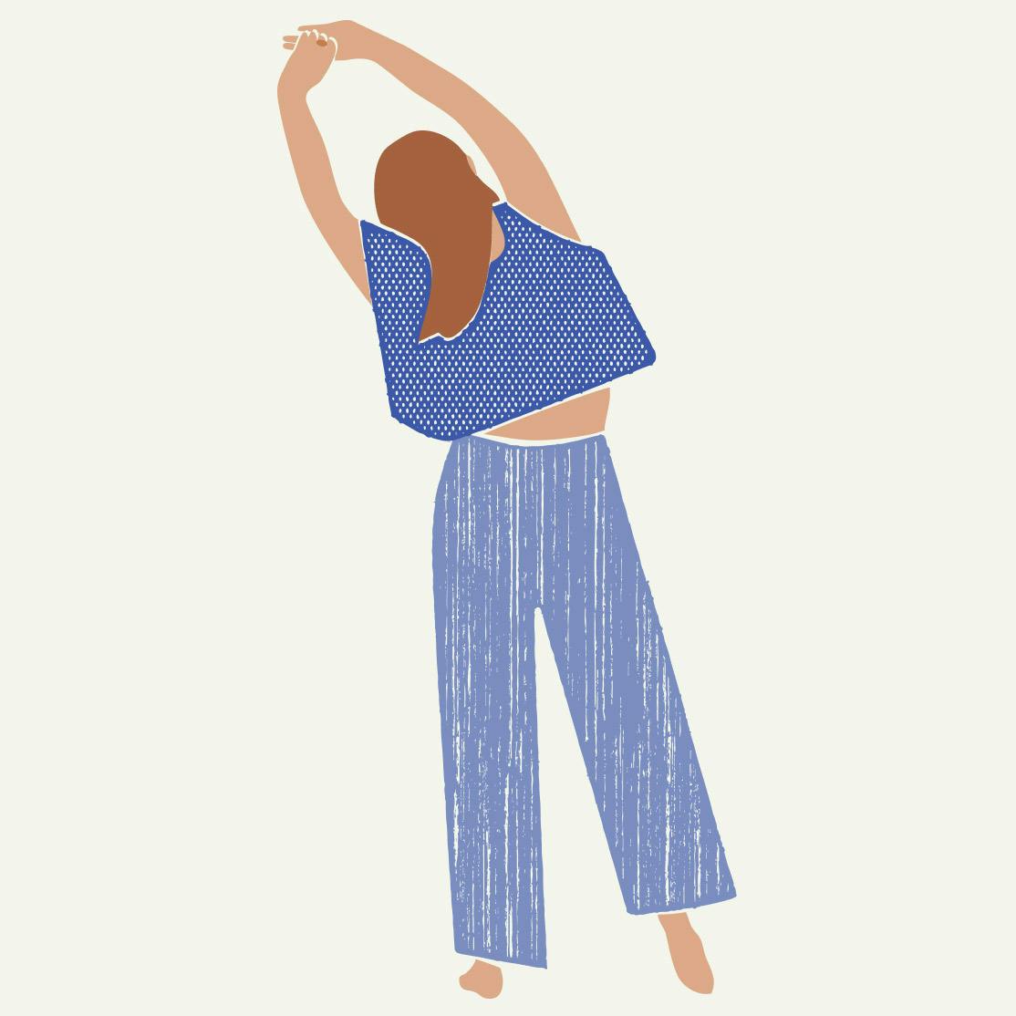 Illustration of woman stretching arms above her head