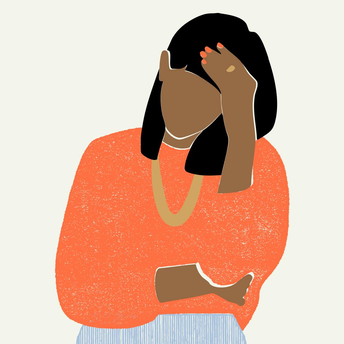 Illustration of woman holding her forehead