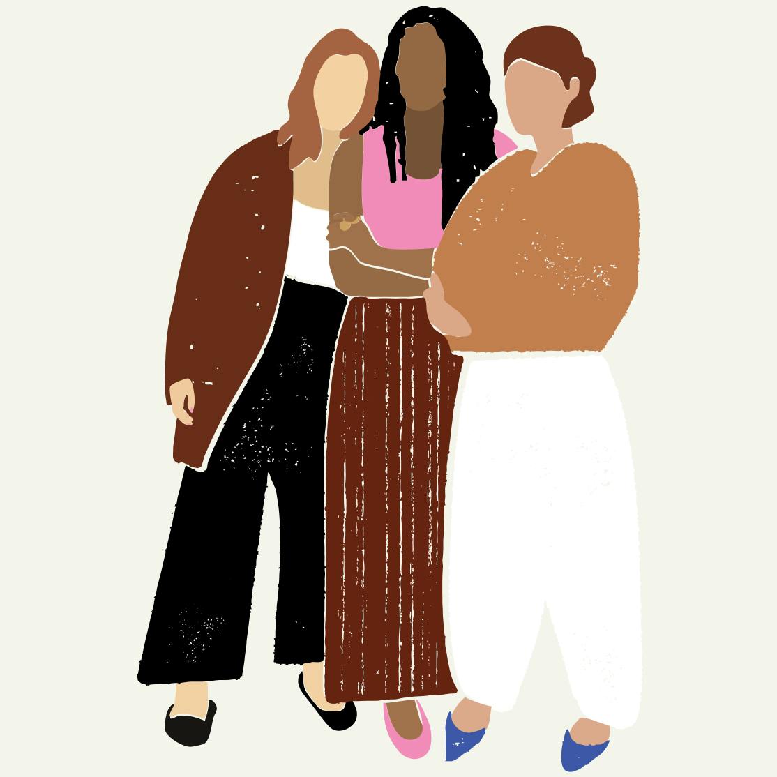 Illustration of 3 women standing together
