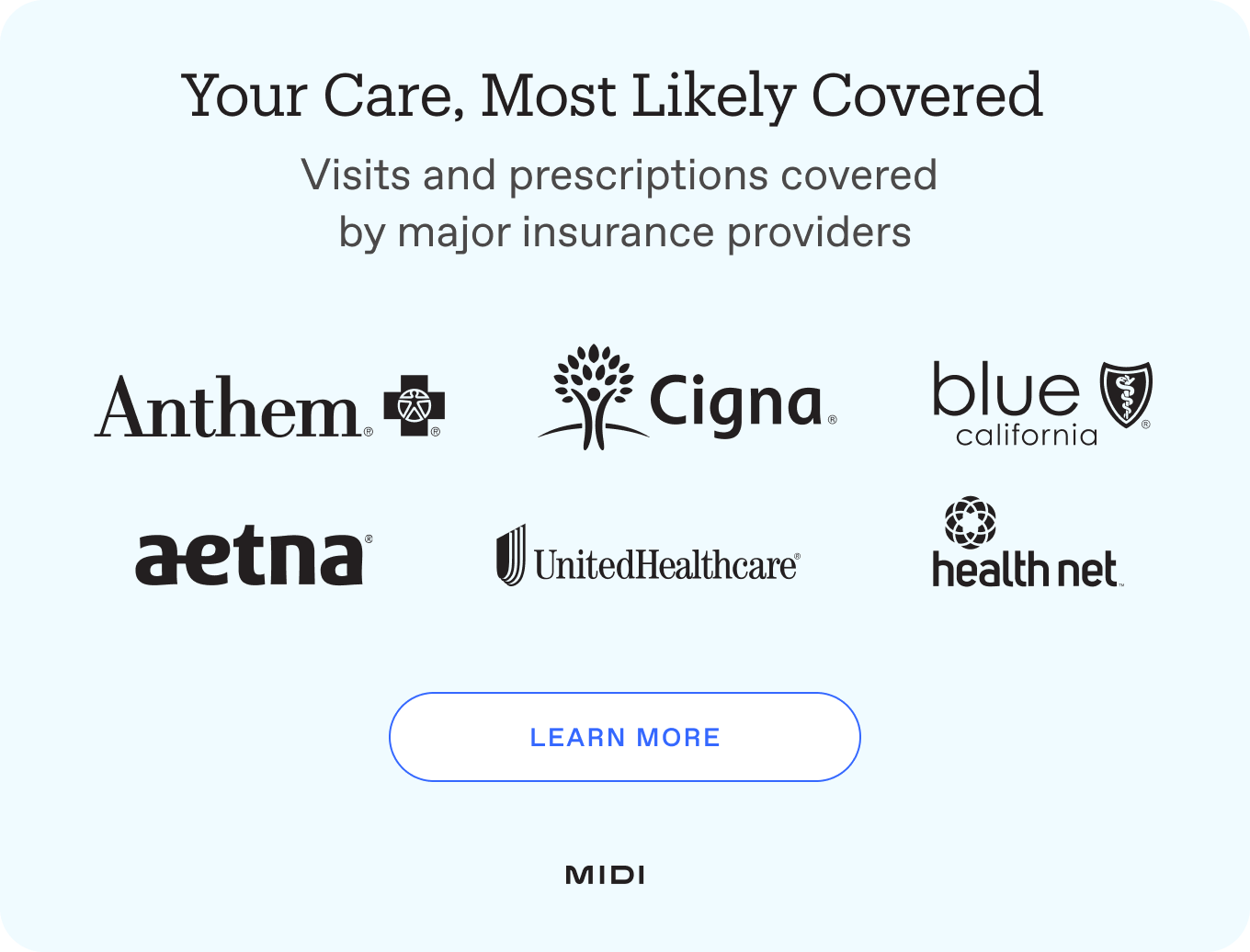 Image showing logos of insurance companies accepted by Midi