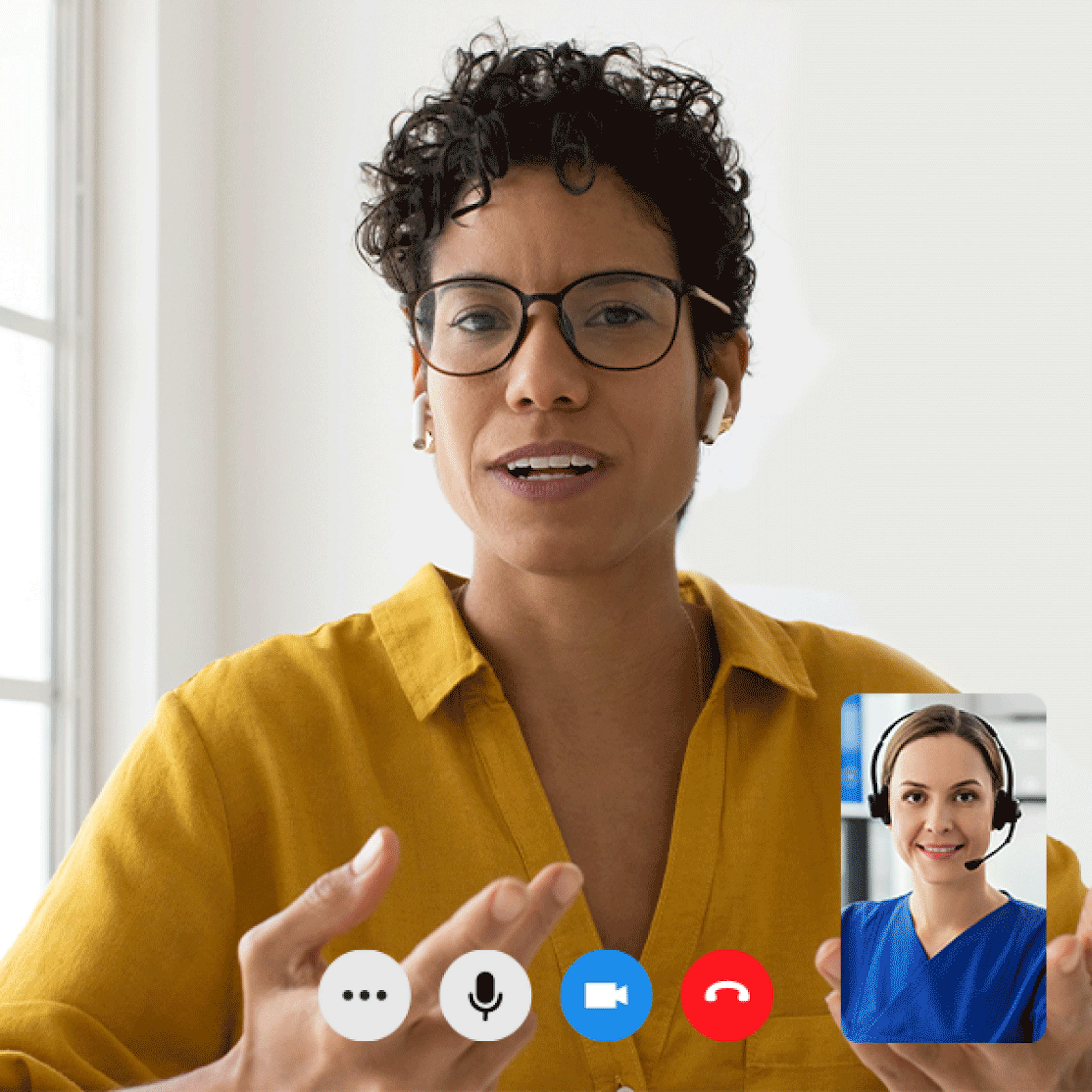 woman speaking to clinician during a virtual visit