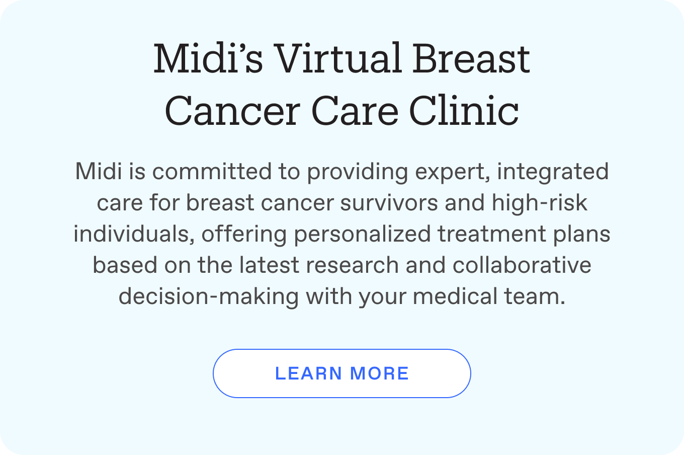 Learn more about Midi's Virtual Breast Cancer Care Clinic